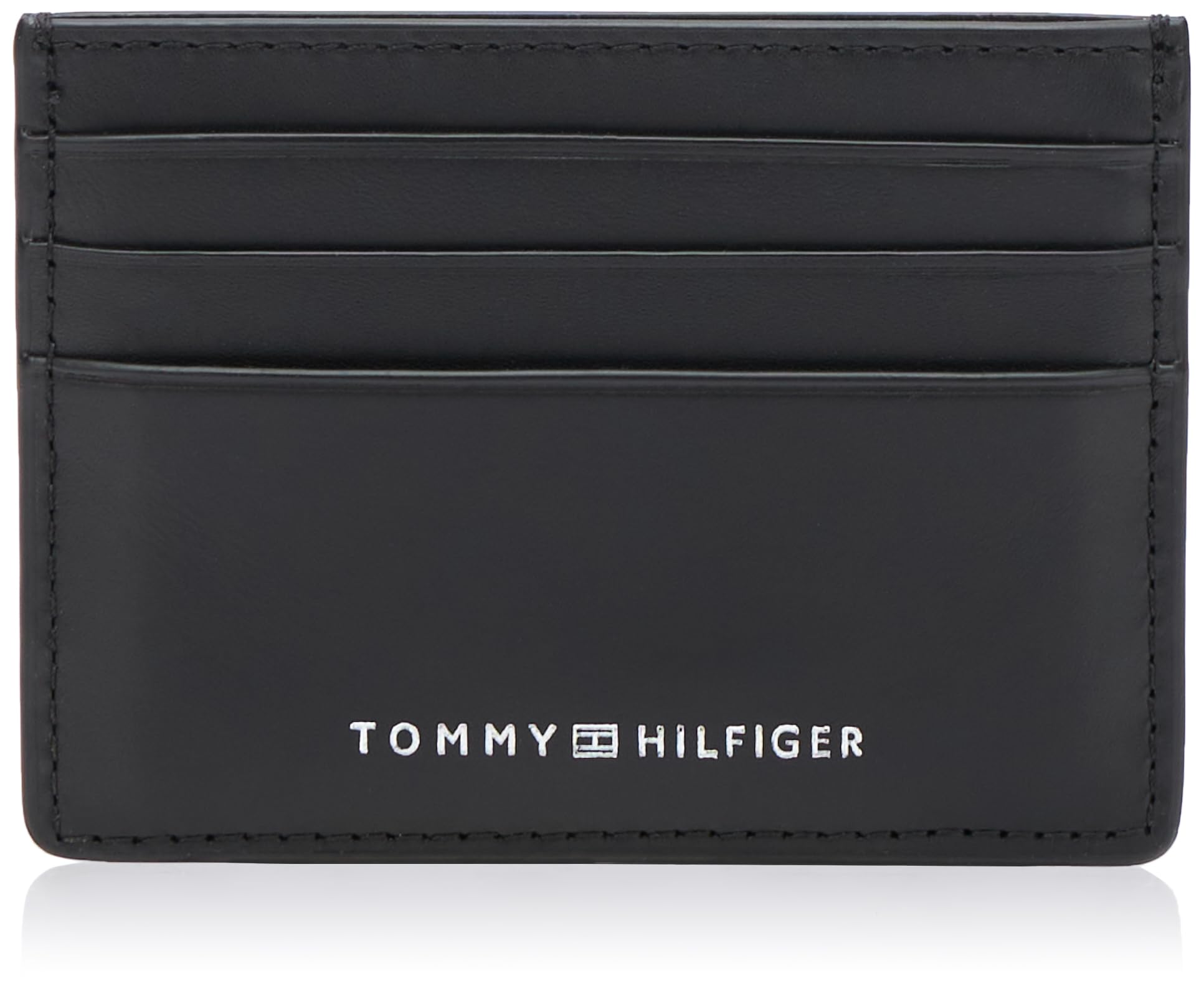 Tommy Hilfiger Men's TH SPW Leather CC Holder Wallets, Black, One Size