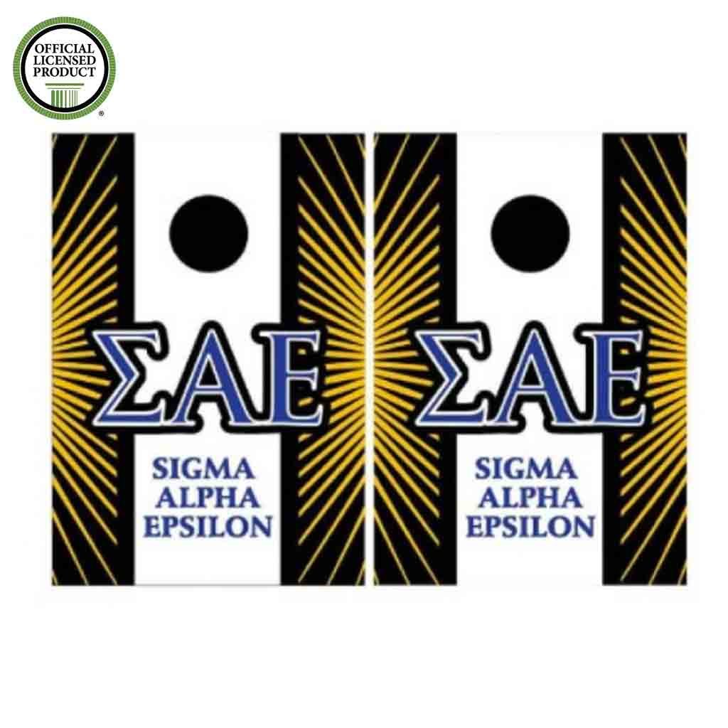 VictoryStore Cornhole Games - Sigma Alpha Epsilon Cornhole Bag Toss Game 8 Bags Included, Officially Licensed (Star Burst and Stripe)