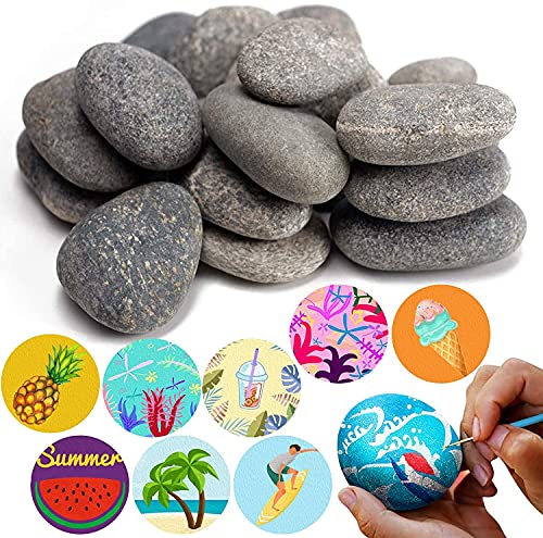 Image of Gray Pebbles for Painting, 45 Pic Stone 2-3 inches Perfect for Painting Kindness Kids Party,Crafts Garden, Landscape and Decorative Pebbles Stones