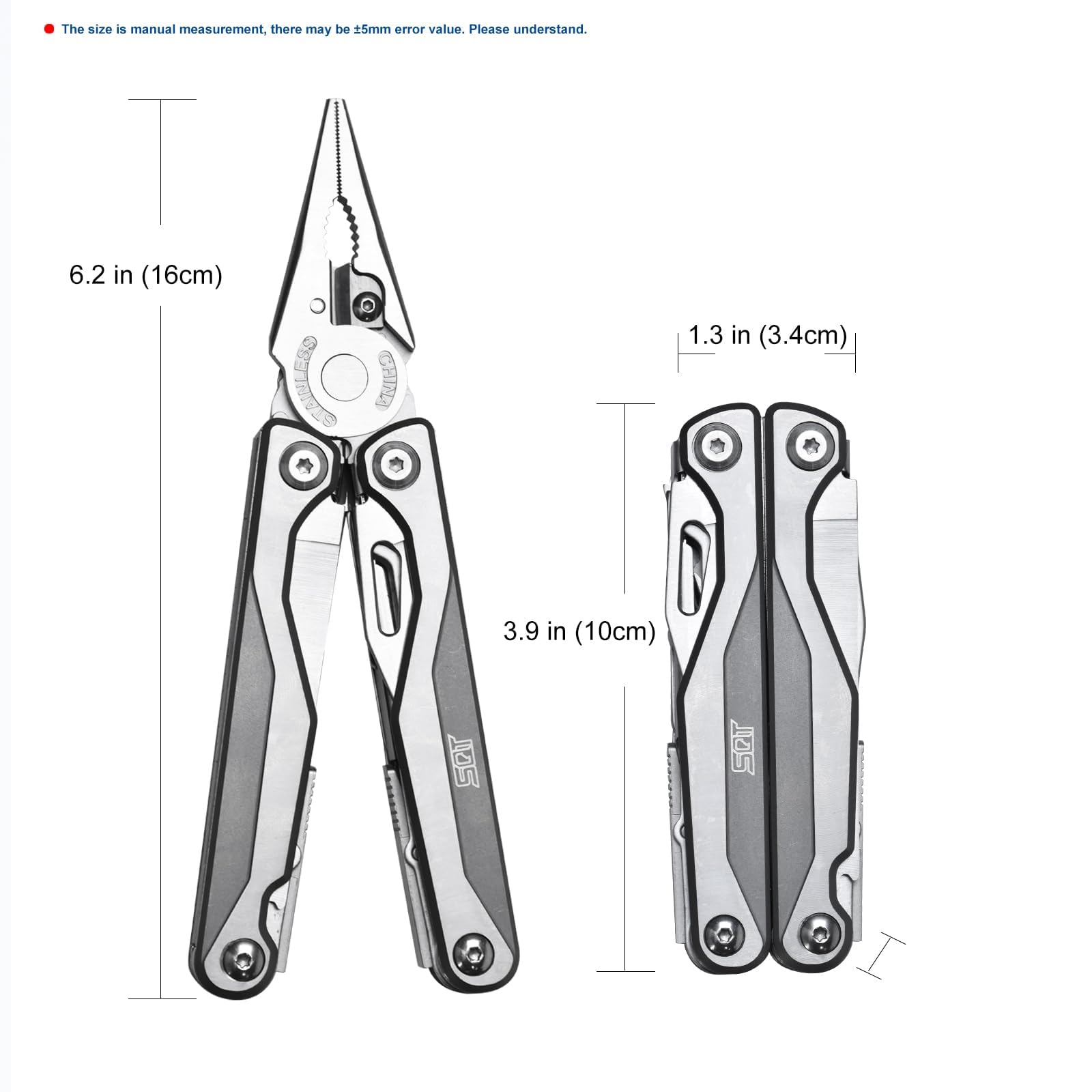 SQT Multifunktionszange Multi-Tool Multifunktion mit Zange, Magnetische Schraubendreher & Nylonetui für Camping, Wandern, Autoreparatur (Griff aus Titanlegierung)