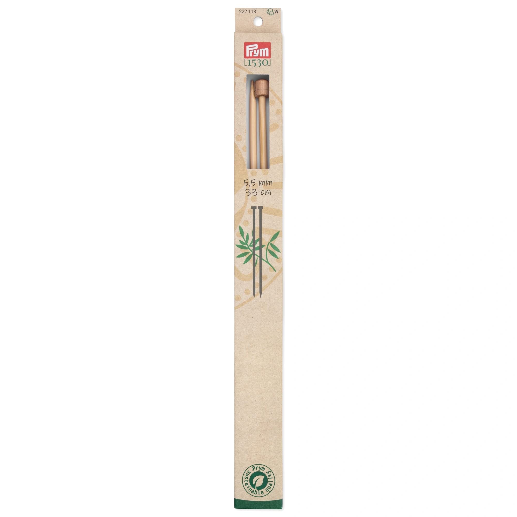 Prym Single-Pointed Knitting Pins Bamboo 33 cm 5.50 mm, Natural, One Size