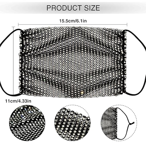 Image of Auriviz Sparkly Rhinestone Face Mask for Women Masquerade Glitter Bling Face Mask Christmas Party