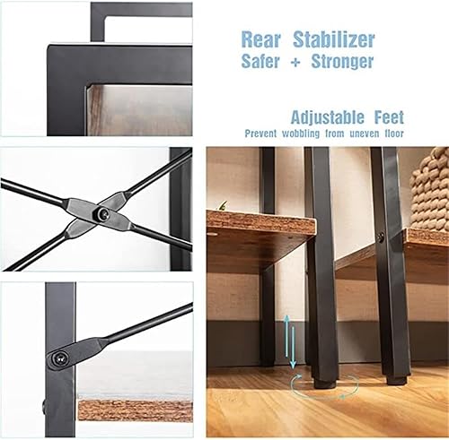 Miniatura 5 de JJS Estantería industrial de 4 niveles estante de almacenamiento rústico independiente para sala de estar oficina en casa marrón