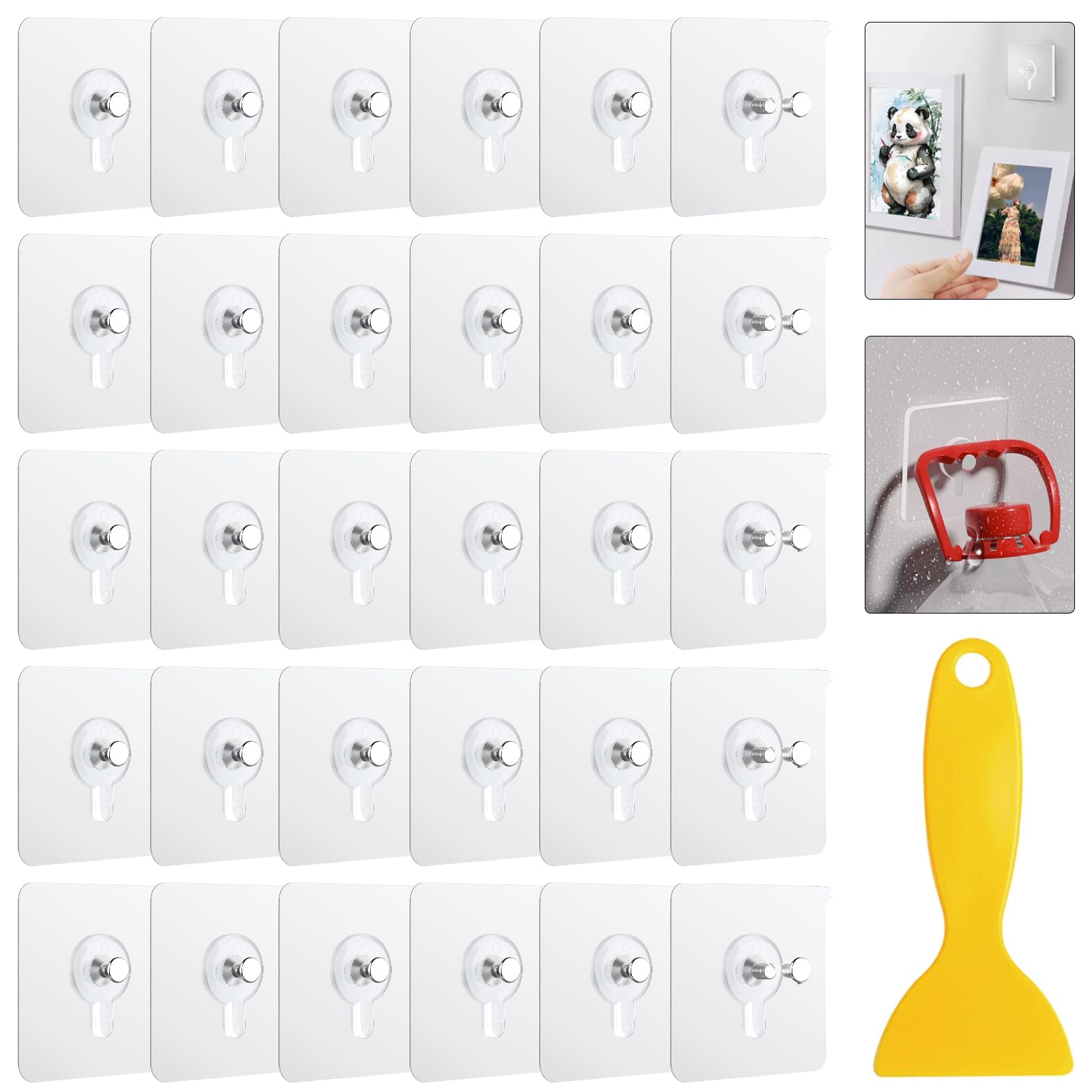 TAIHOBO 30 Piezas Cuelga Cuadros sin Clavos, Cuelga Facil Colgar Cuadros sin Agujeros, Ganchos Adhesivos para Pared Transparente, Adhesivos para Colgar Cuadros, para Fotos Pinturas Reloj