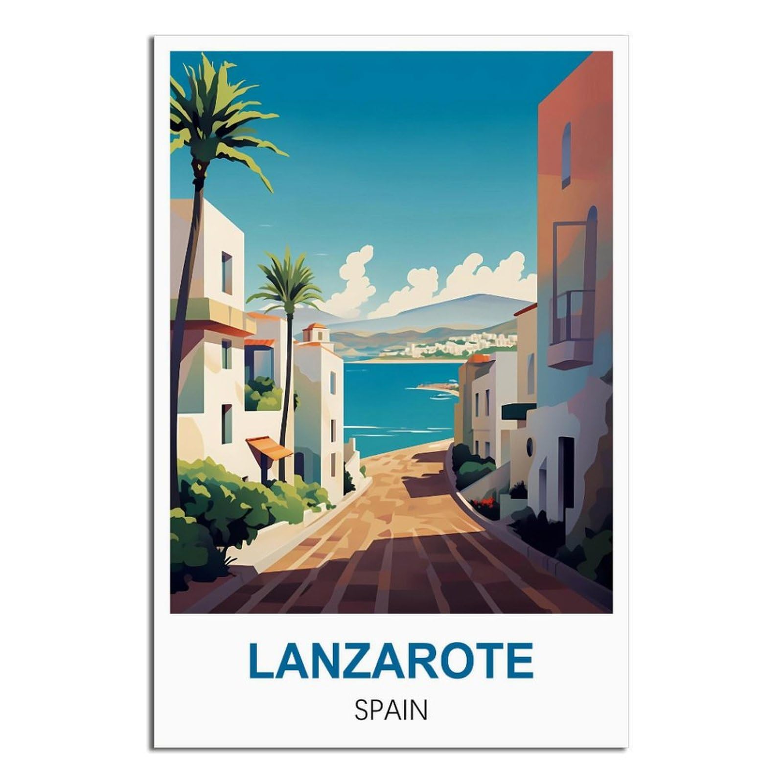 iPuzou Lanzarote Spain Vintage Travel Posters 08x12inch(20x30cm) Canvas Wall Decor, Wall Art Posters Prints Paintings Pictures for Living Room