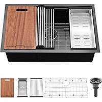 nki33　ゴッドボックス 33 Inch Black Undermount Kitchen Sink Workstation-Bokaiya