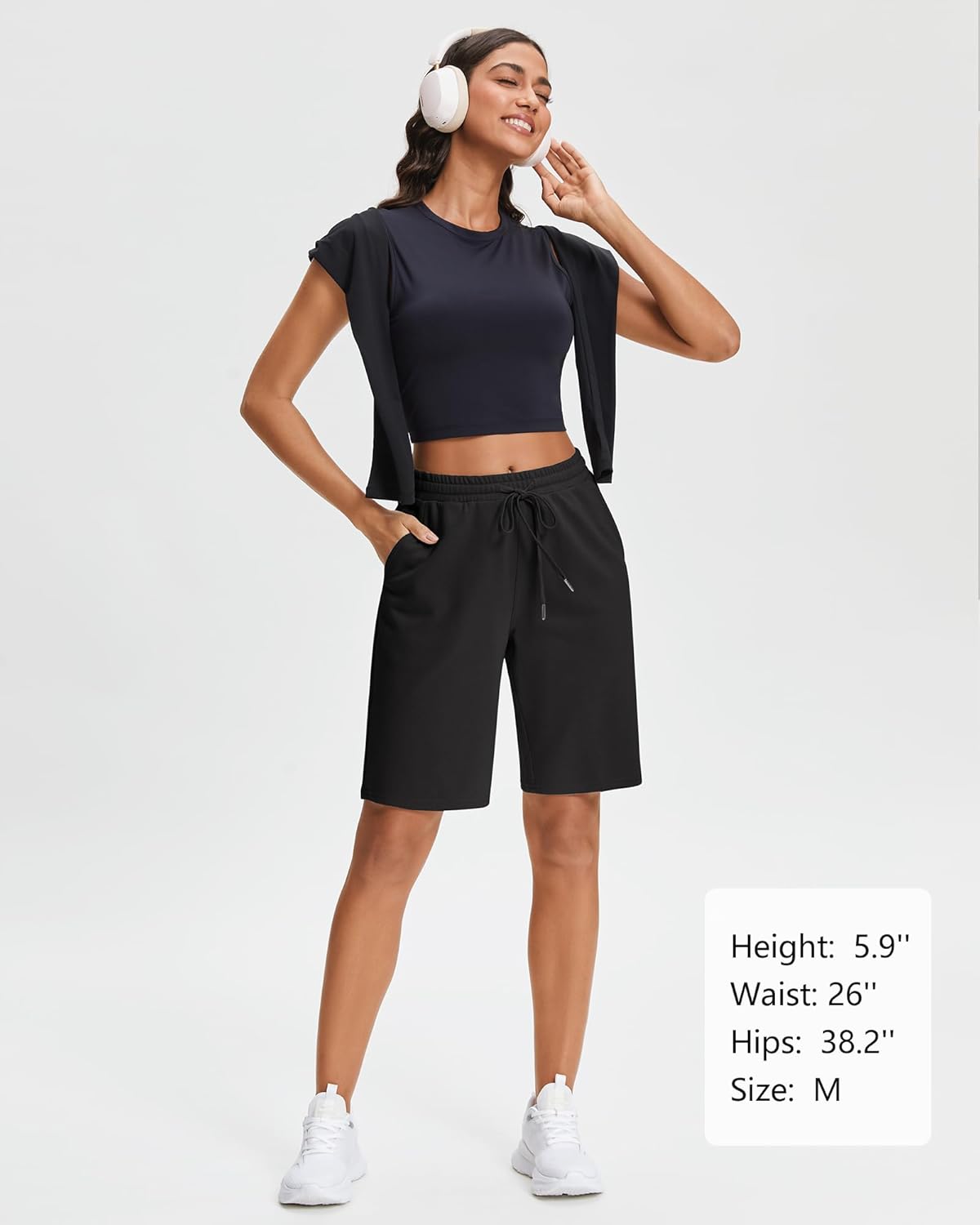 Stelle Women's Cotton Bermuda Shorts 10" Long Knee Length Comfy Sweat Shorts with Deep Pockets Lounge Casual Summer - Image 7