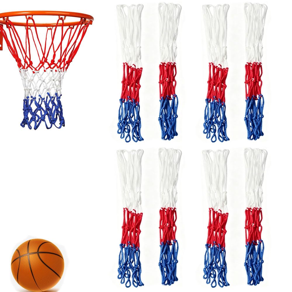 Rete da Basket per Pallacanestro da Basket,8 mini reti da basket di ricambio,per Interni, Esterni, Campi Scolastici,(8 Anelli)