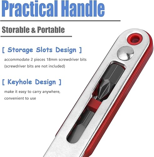 Miniatura 6 de Mesee Juego de 2 mini llaves de trinquete de 14 de pulgada, llaves de destornillador de trinquete de cabeza de codo y cabeza plana, mango de