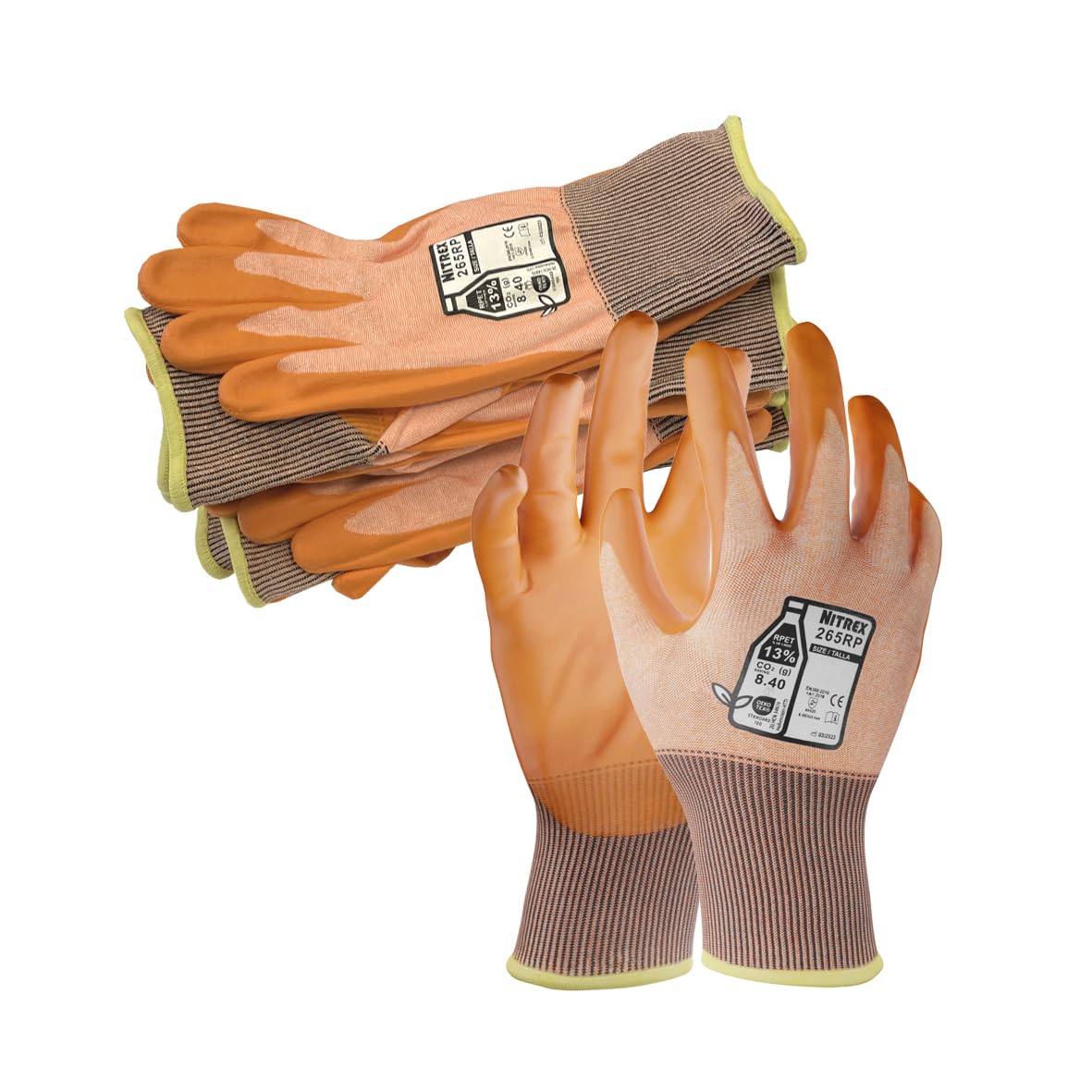 NITREX 265RP Cut Resistant Work and Safety Gloves - 5 Pairs - General Handling Gloves - Foam Nitrile Palm Coated – Oils and Grease Resistant – Mechanical and Industrial Protection - Size 9