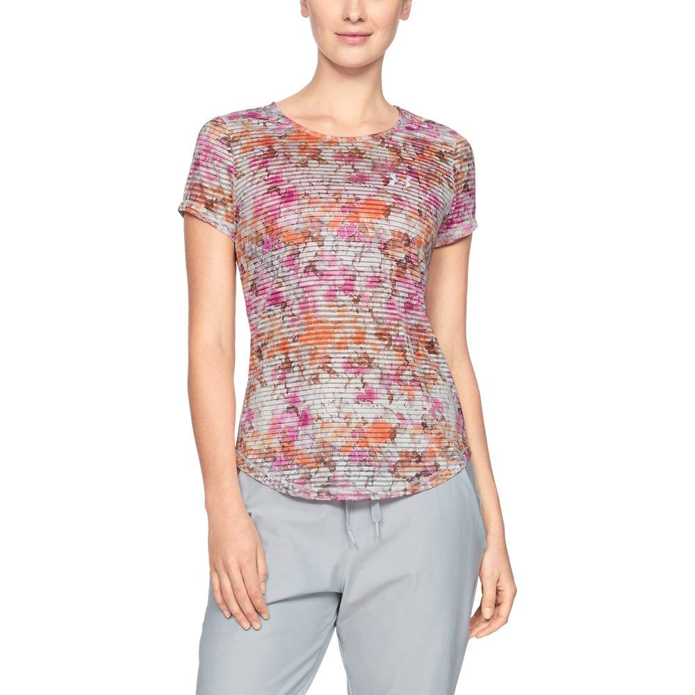 Under Armour UNDKU Women Armour Sport Printed SS Short-sleeve Shirt - Onyx White//Metallic Silver (112), SM
