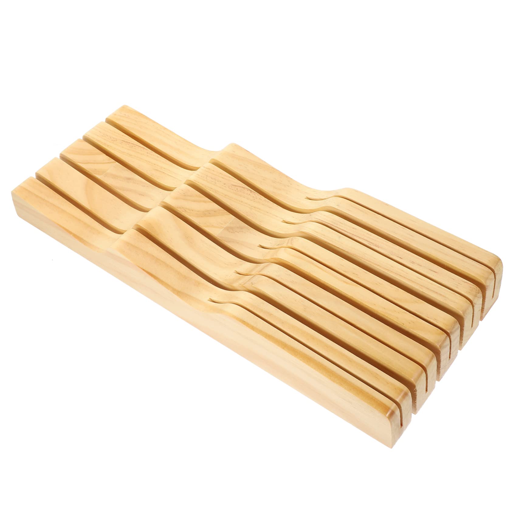 SOLUSTRE Beech Knife Storage Rack Universal In-drawer Knives Holder Kitchen Drawer Organizer