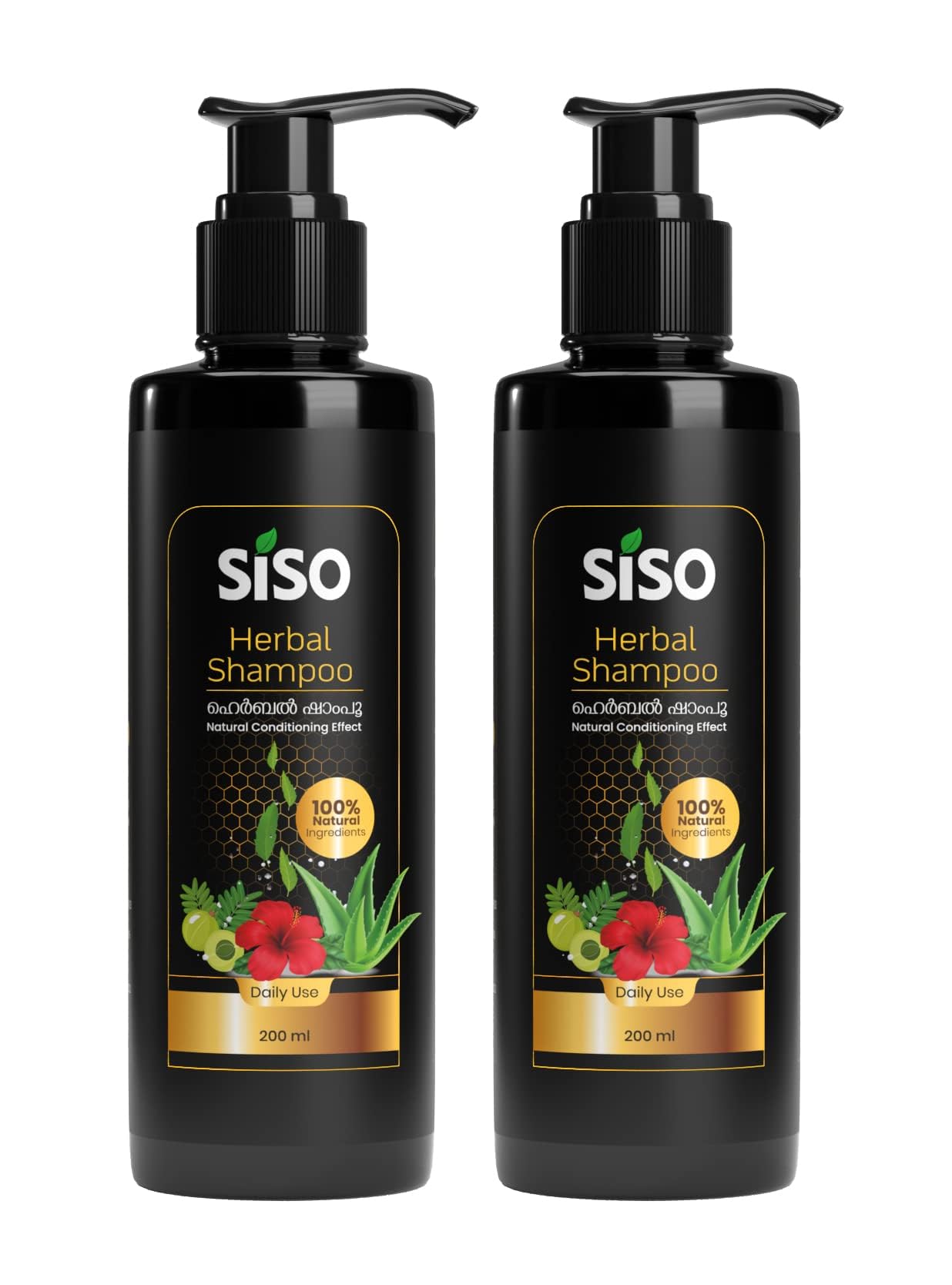 Herbal Shampoo with Natural Conditioning Effect 400ml (200ml x 2) | 100% Natural Ingredients - No Parabens, Sulphates, Silicones, Phthalates & SLS/SLES