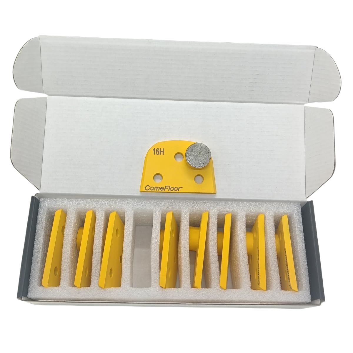 Disco de molienda de suelo de hormigón, zapatas de molienda de metal de diamante para preparación de hormigón, compatible con amoladoras Lavina Onfloor, grano 16 redondo único, grano duro 16, paquete