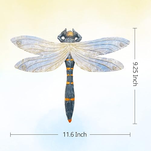 Miniatura 2 de seefun Decoración de pared de libélula para exteriores, esculturas de poliresina colgantes, decoración de jardín para el hogar, dormitorio, patio
