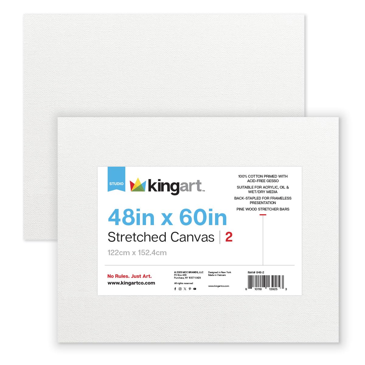 KINGART Stretched White Canvas