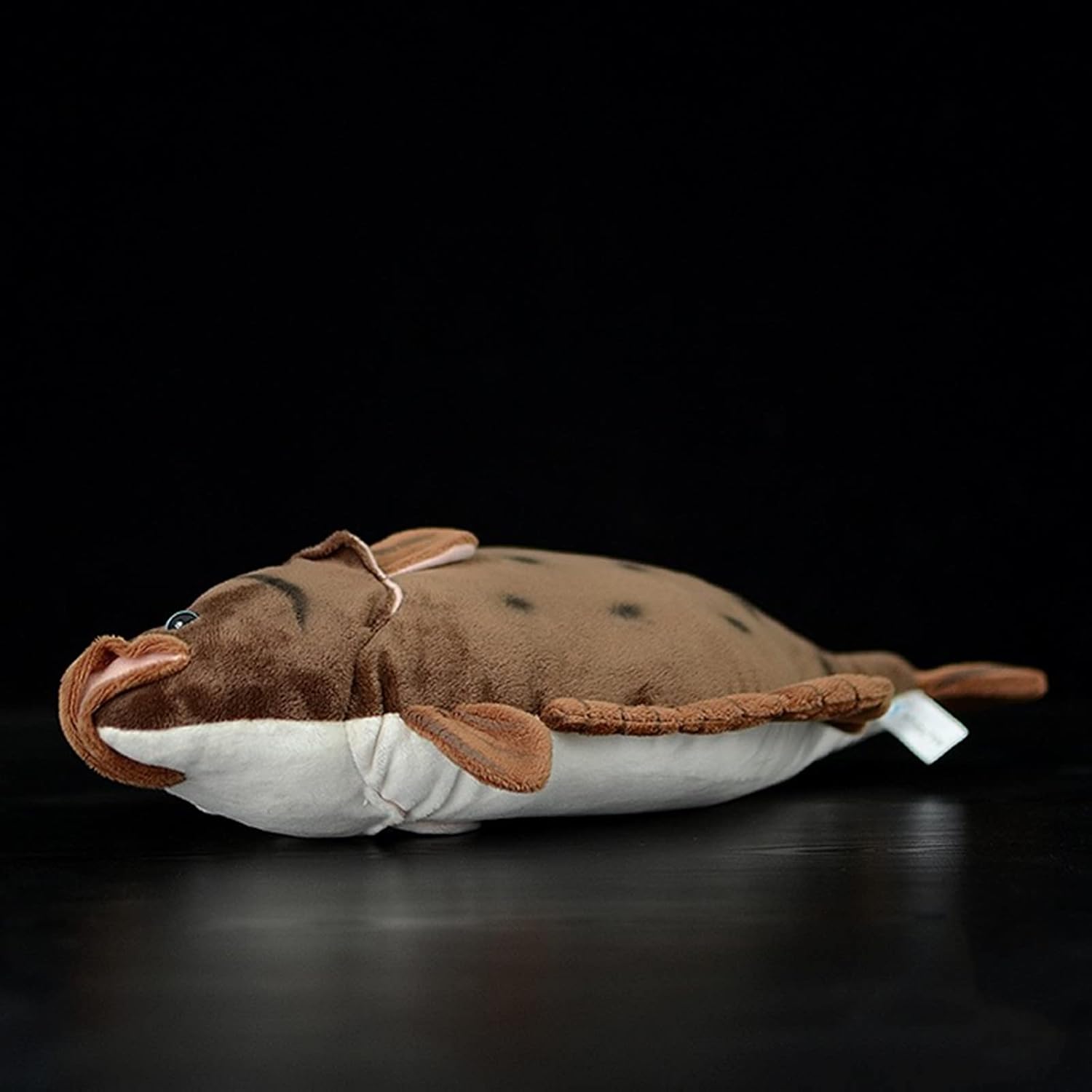 lilizzhoumax Halibut Plush Stuffed Animal, 16.9 Inch Dark Brown Simulation Halibut Plush Stuffed Toy Simulate Real Animal Plush Toy, Toy for Boys and Girls