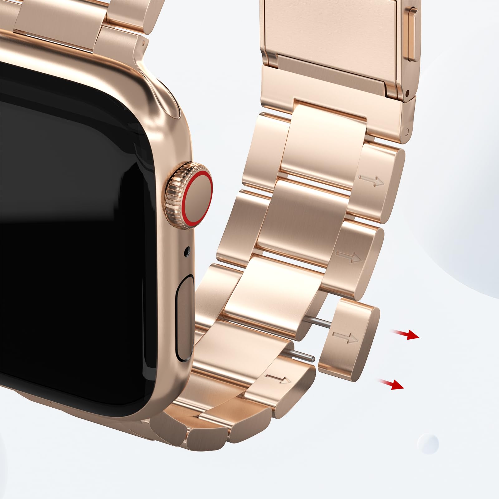 Metalowy pasek do zegarka Apple Watch, nie wymaga użycia narzędzi, pasek magnetyczny do zegarka Apple Watch Ultra / Ultra2 Series 9/8/7/6/5/4/3/2/1 SE, dla mężczyzn i kobiet