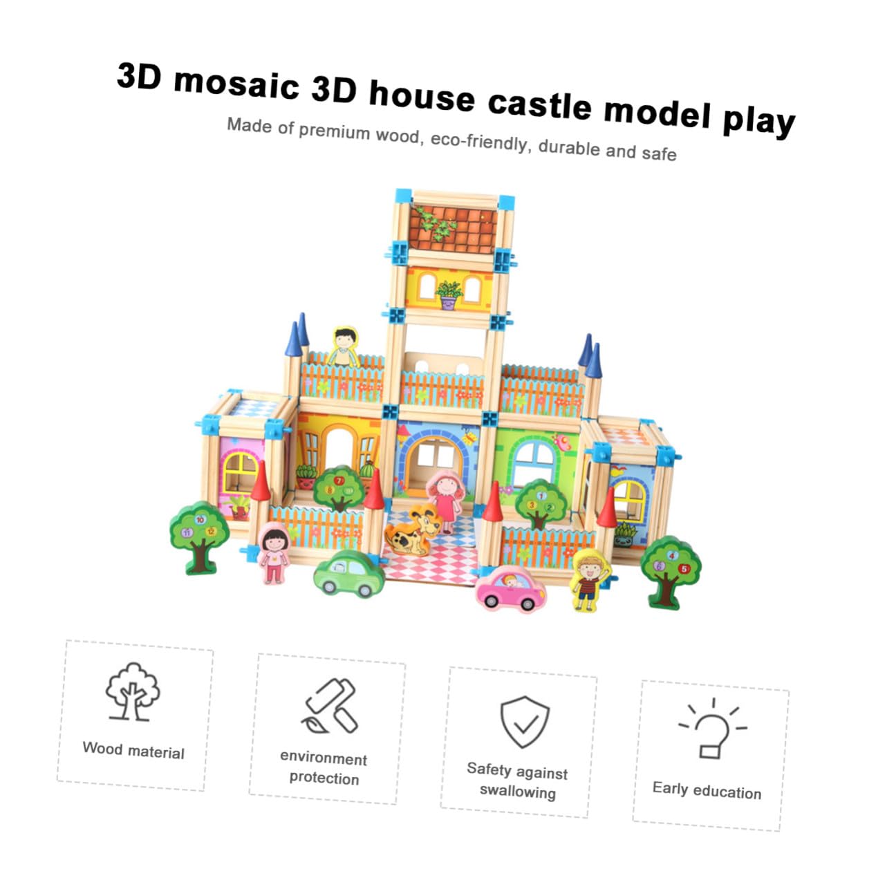 SOIMISS Casa 3d in Legno Giocattolo Montessori DIY Puzzle per Ragazzo Ragazza Creativo
