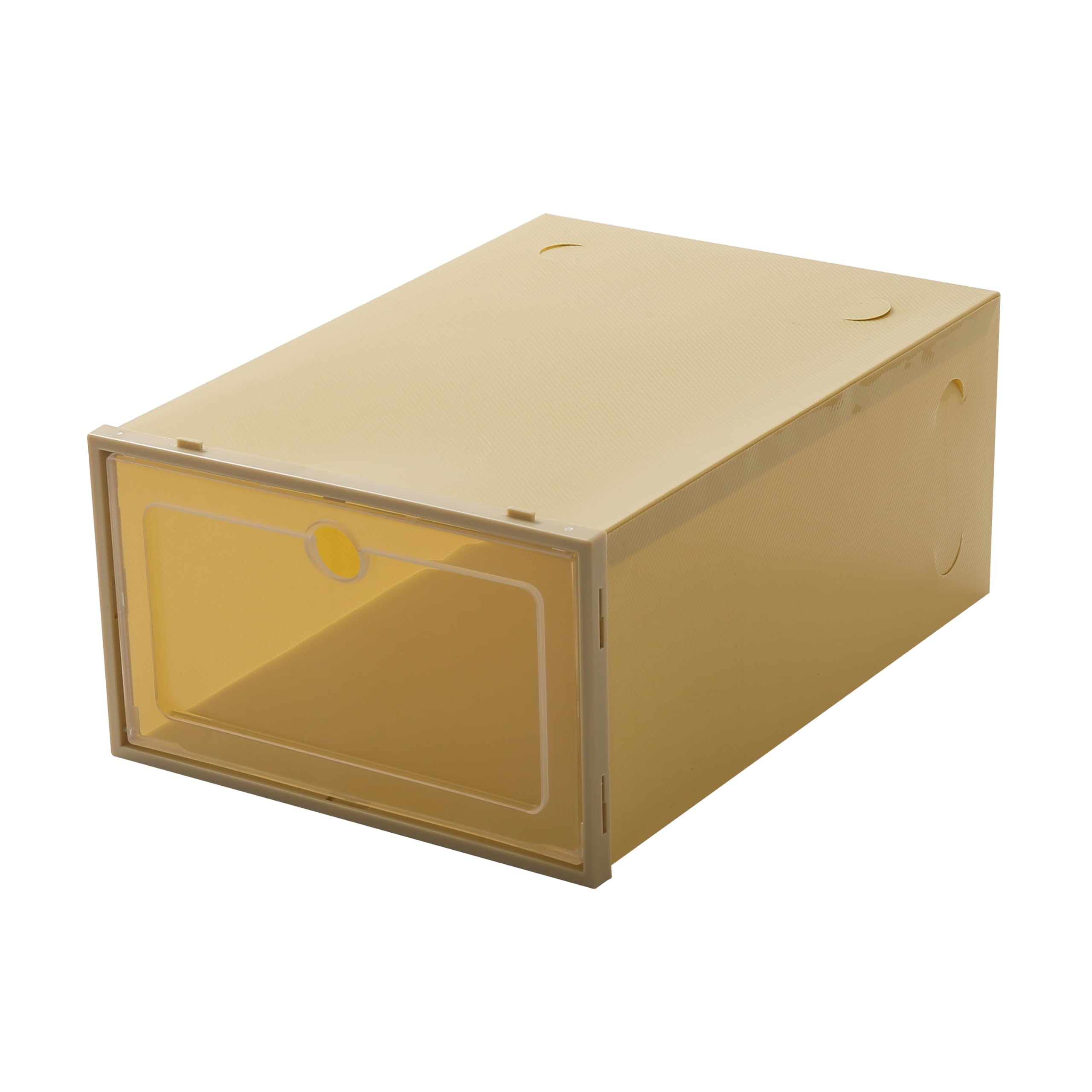 Juego de 24 cajas de almacenamiento de plástico para zapatos, 4,5 kg, 33 x 23 x 14 cm, con tapa abatible, cubierta transparente de agujeros redondos, almacenamiento de zapatos para guardarropa