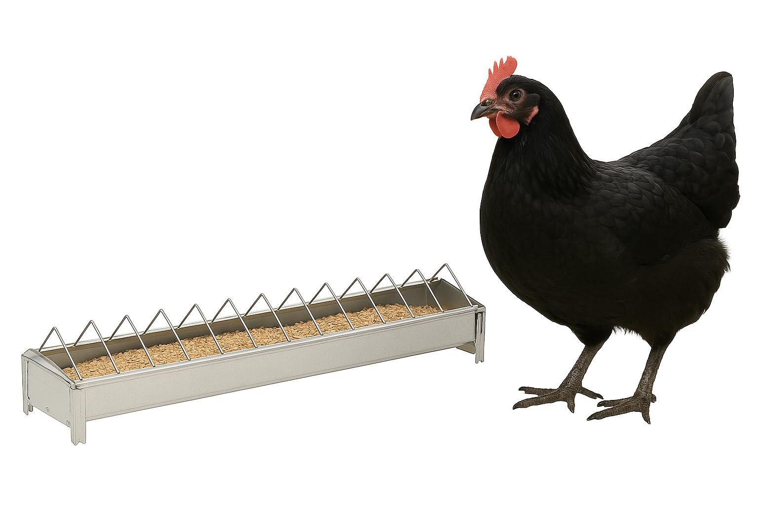 Mangeoire Volaille Flamingo Herka Grande Capacité - 73 Cm Métal Galvanisé Pour Poules Et Basse-Cour