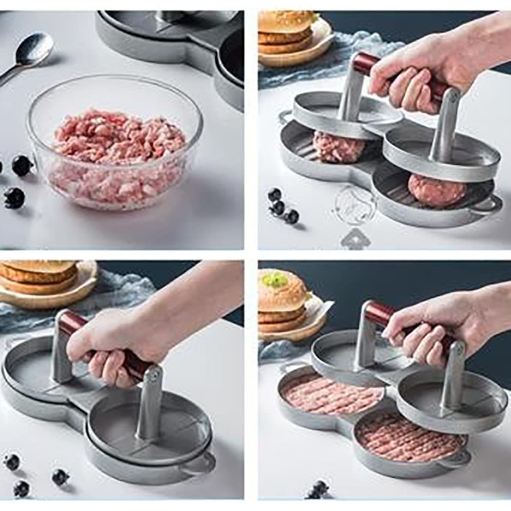 Burgerpresse Aluguss Hamburgerpresse Set, Antihaftbeschichtung Patty Presse mit ABS-Griff, ideal für Burger Fleisch Steak
