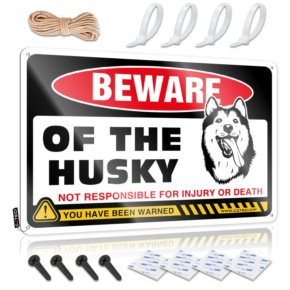 BRUNTELO Door Signs For Bedroom Beware Of Husky Tin Sign Dorm Room Door Sign Funnymetal Sign(30X40CM)
