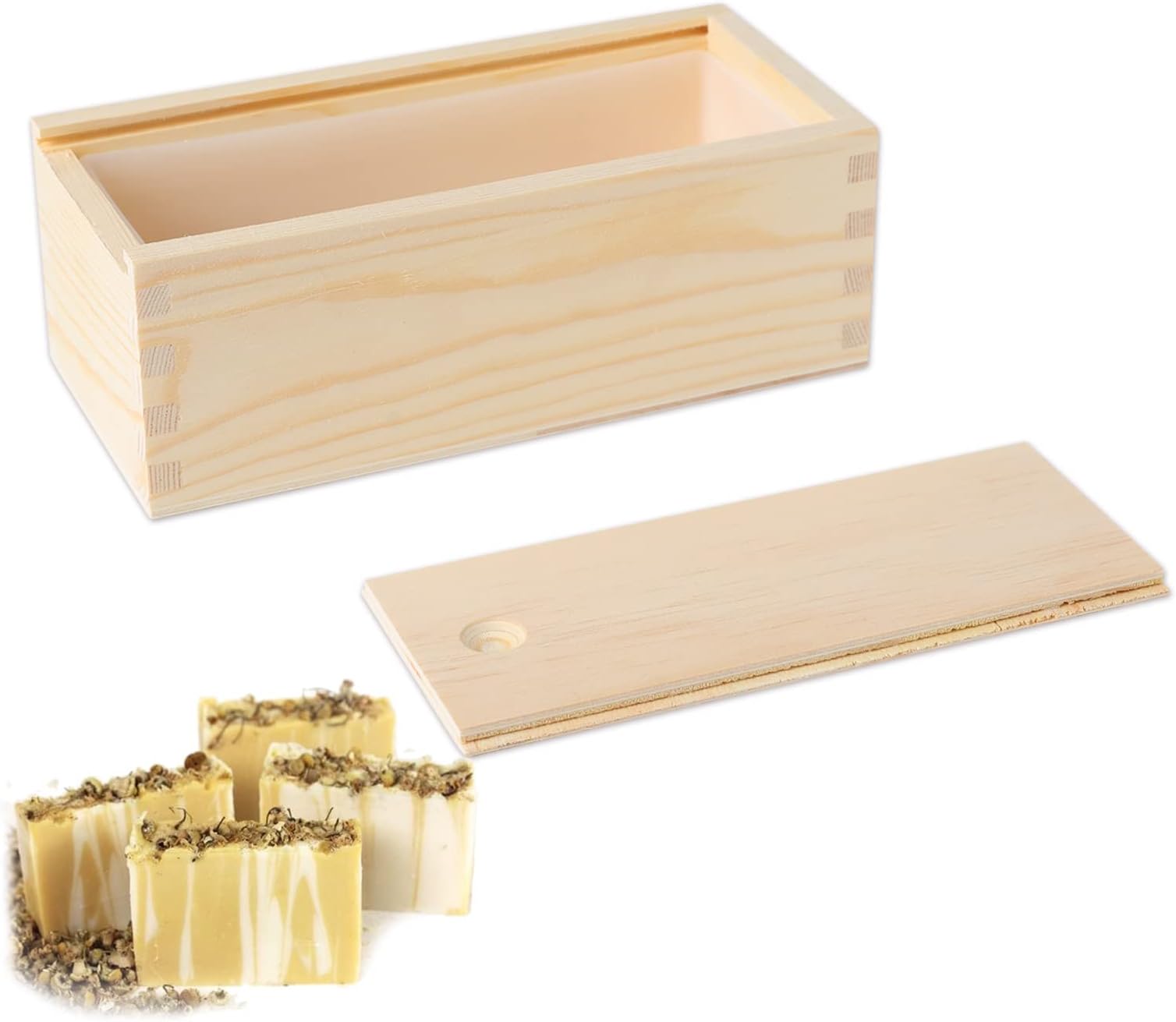 Small Rectangle Silicone Soap Mold with Wooden Box DIY Handmade Loaf Mould