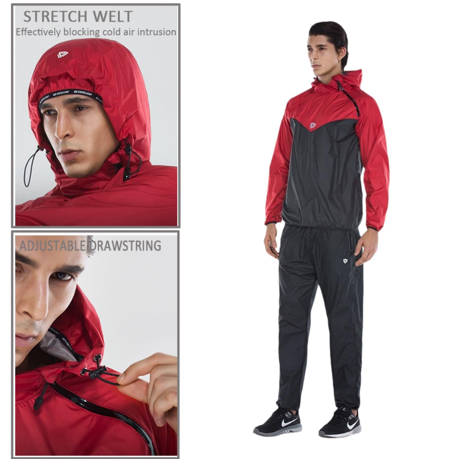 Sauna Jacket Sweat Hoodie for Men Weight Loss Sauna Suits Long Sleeve Shirt Workout Exercise Gym Boxing