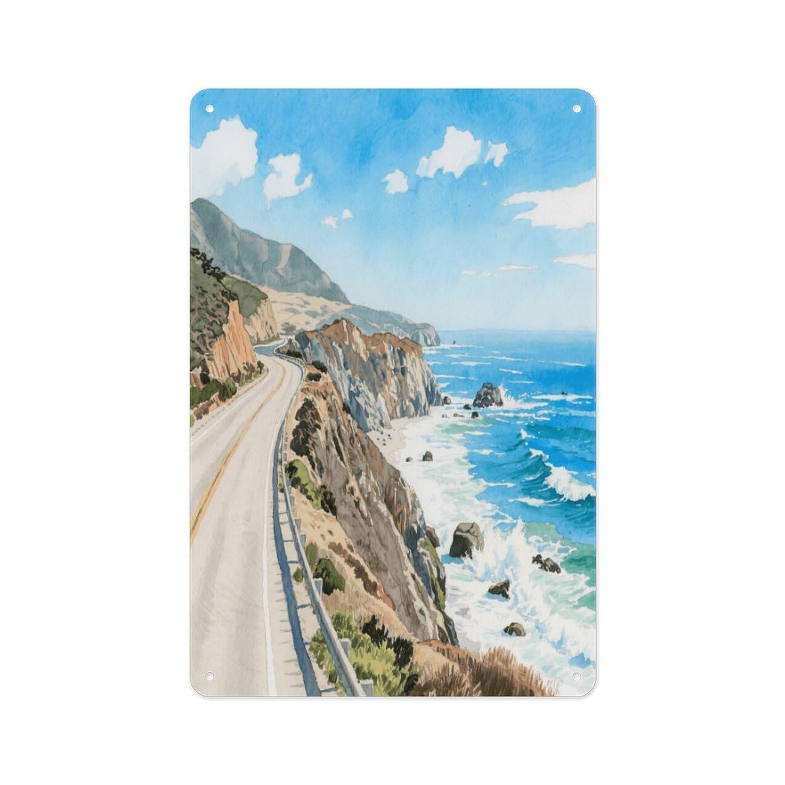 Fekiloot Style Highway 1 Ocean View Wall Decor Metal Signs Tin Signs Poster