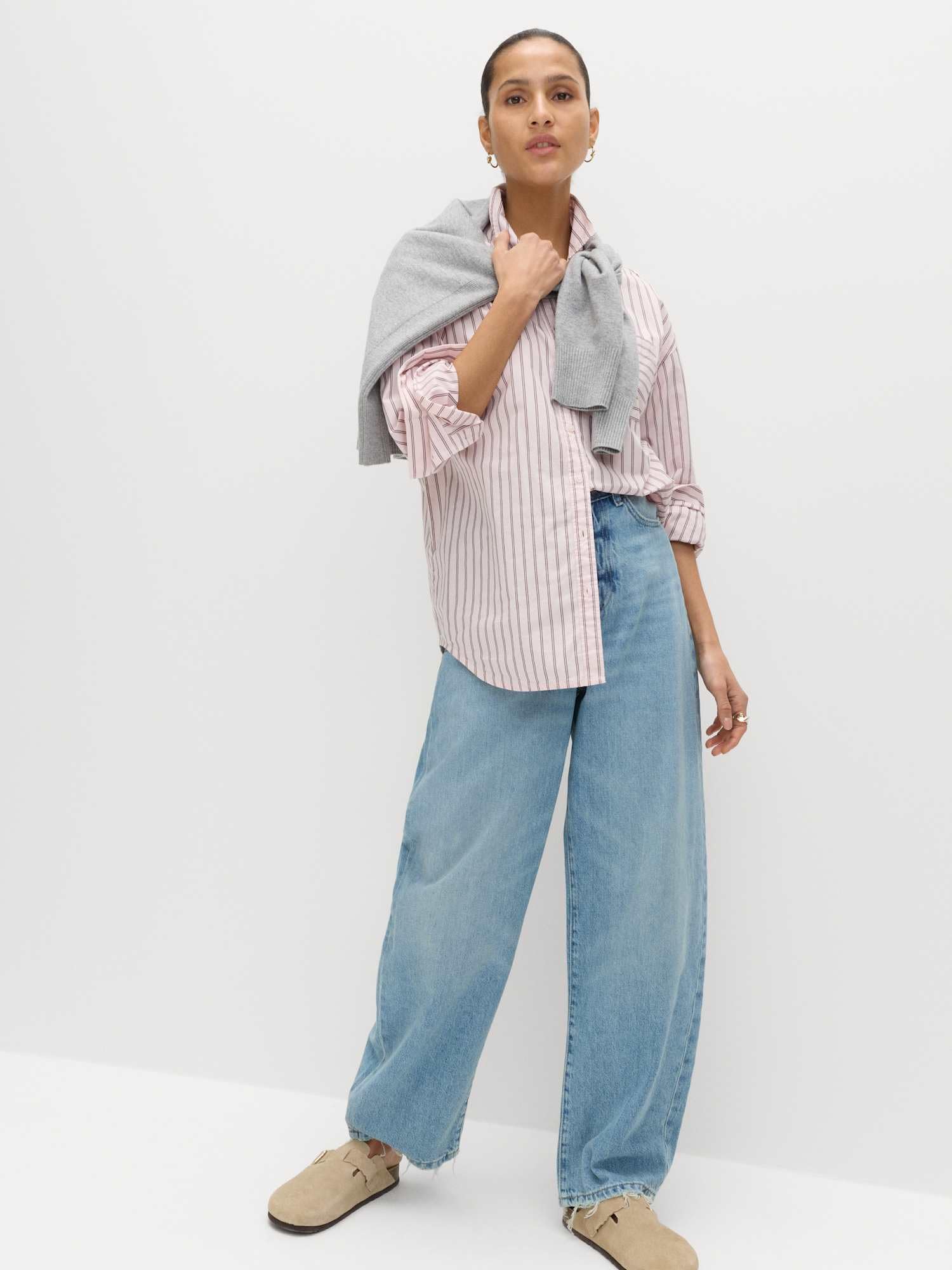 Marks & Spencer Donna a Righe Puro Cotone Camicia – vestibilità Regolare
