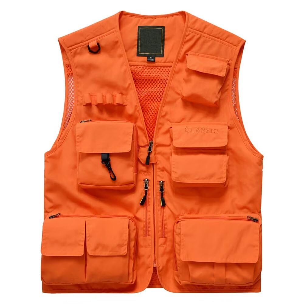 Lilychan Mens Utility Casual Fishing Vests Outdoor Vest Multi Pockets Cargo Vest Travel Hunting Camping Tactical Outerwear