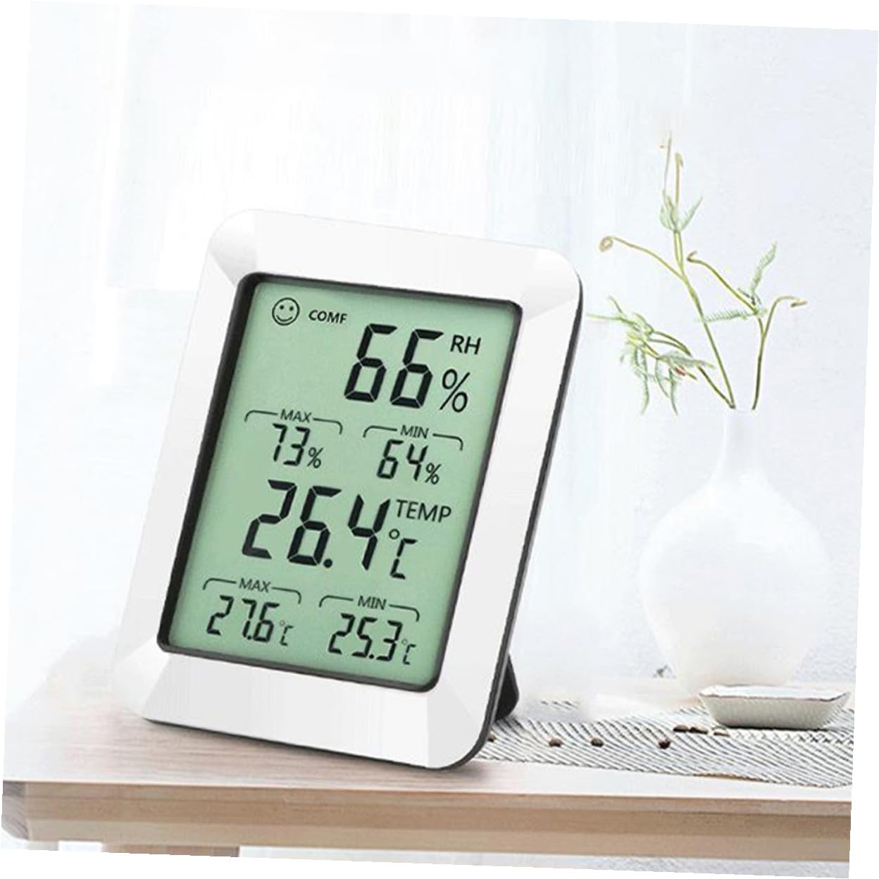 Termometro Igrometro Digitale Compatto e Portatile per Interni con Supporto Monitor Umidità e Temperatura per Casa Ufficio e Camera