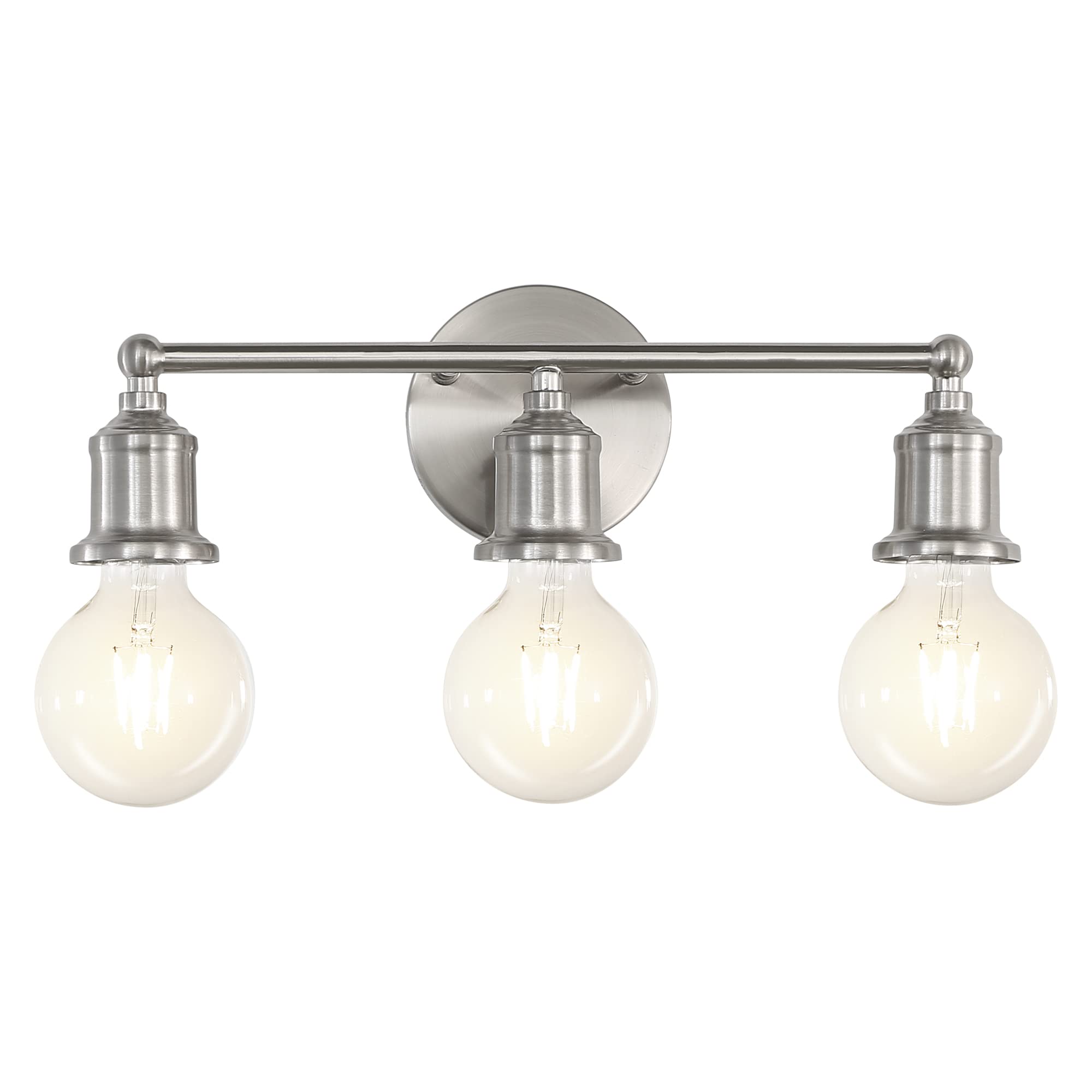 3-Light Vanity Light Fixture Modern Brushed Nickel Wall Sconce Light Fixture Farmhouse Silver Bathroom Wall Lighting for Over