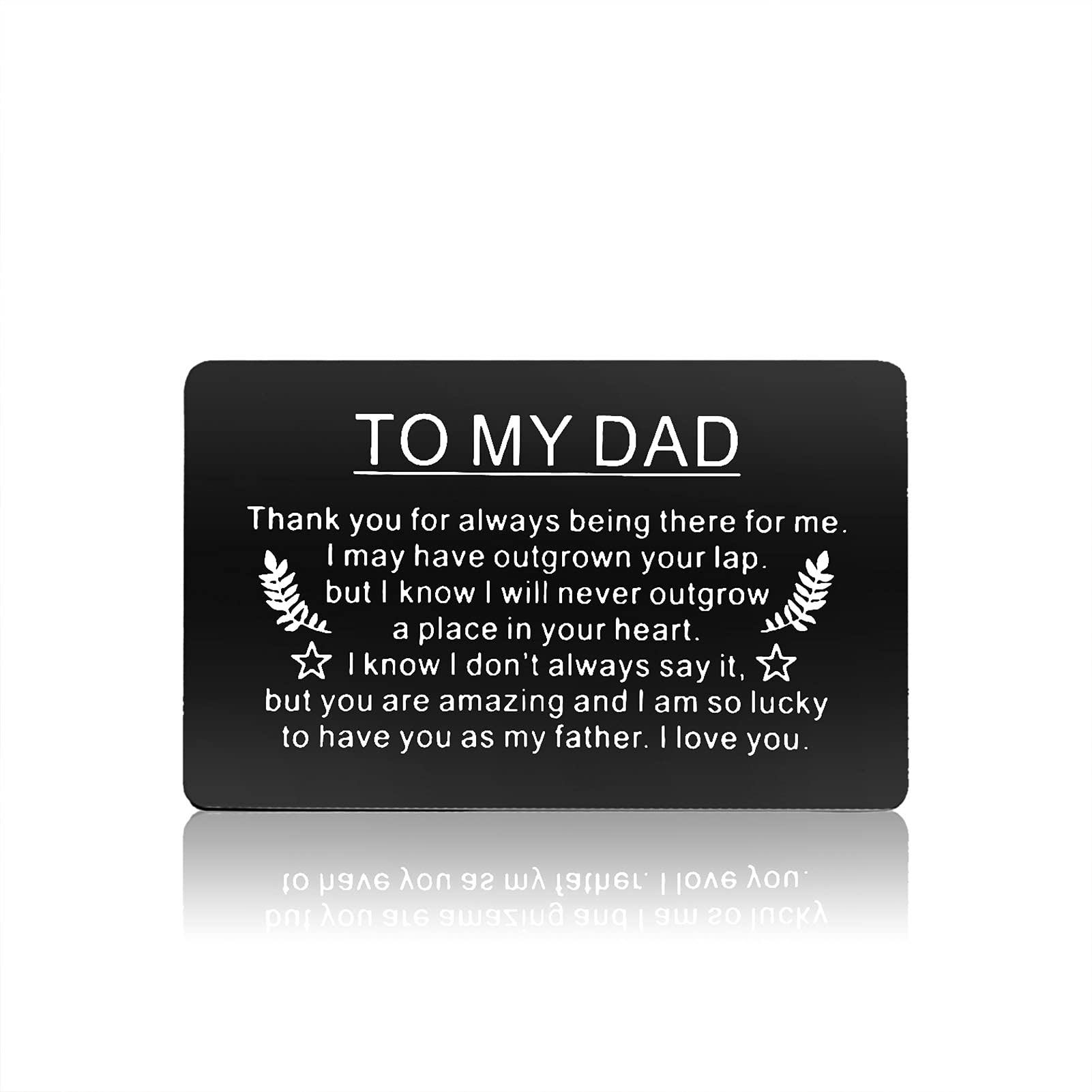 Xiahuyu Dad Gifts from Kids Birthday Gifts for Dad Fathers Day Gift Engraved Wallet Insert Card for Dad Thanksgiving Day Gifts Christmas Card Gift for