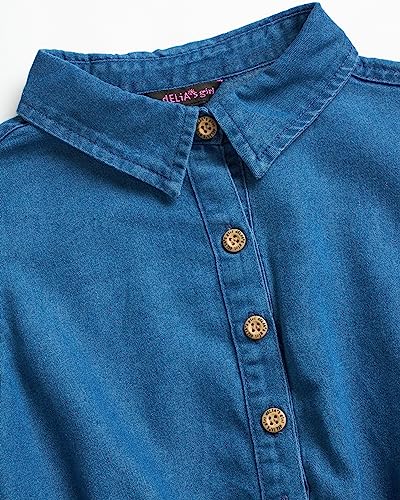 dELiA*s Girls' Denim Dress - Classic Collared Denim Dress with Belt - Knee-Length Long Sleeve Dresses for Girls (Sizes: 7-16)2