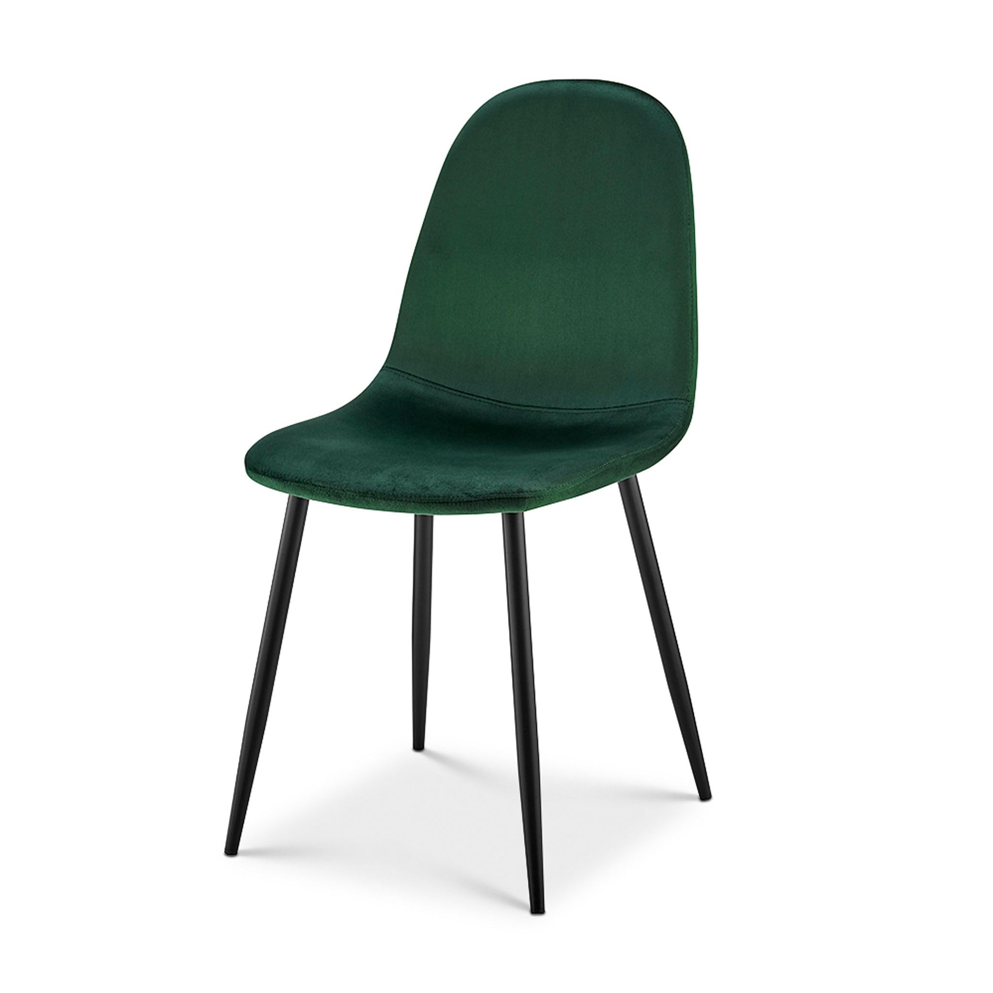 Bravich Ron Velvet Dining Chair, Green Fabric Upholstered Kitchen Chair with Metal Legs, Padded Modern Single Accent Chair for Dining Room, Bedroom, Dressing Table and Vanity
