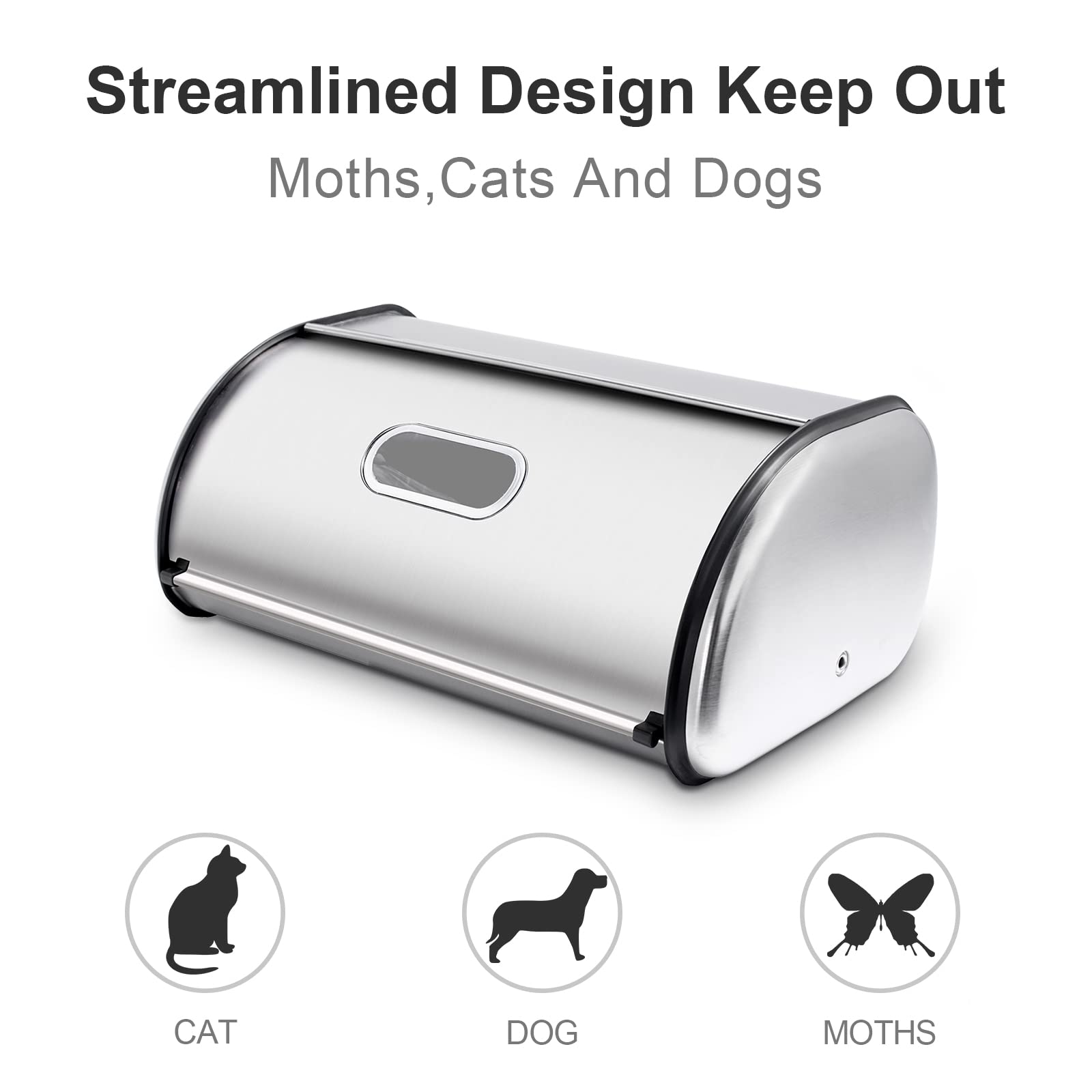 Stainless Steel Bread Box for Kitchen Countertop, Extra Thick Sturdy Bread Storage Container Large Bread Keeper Roll Up Style? Capacity Bread Keeper, 17 x 11 x 7.5 Inches