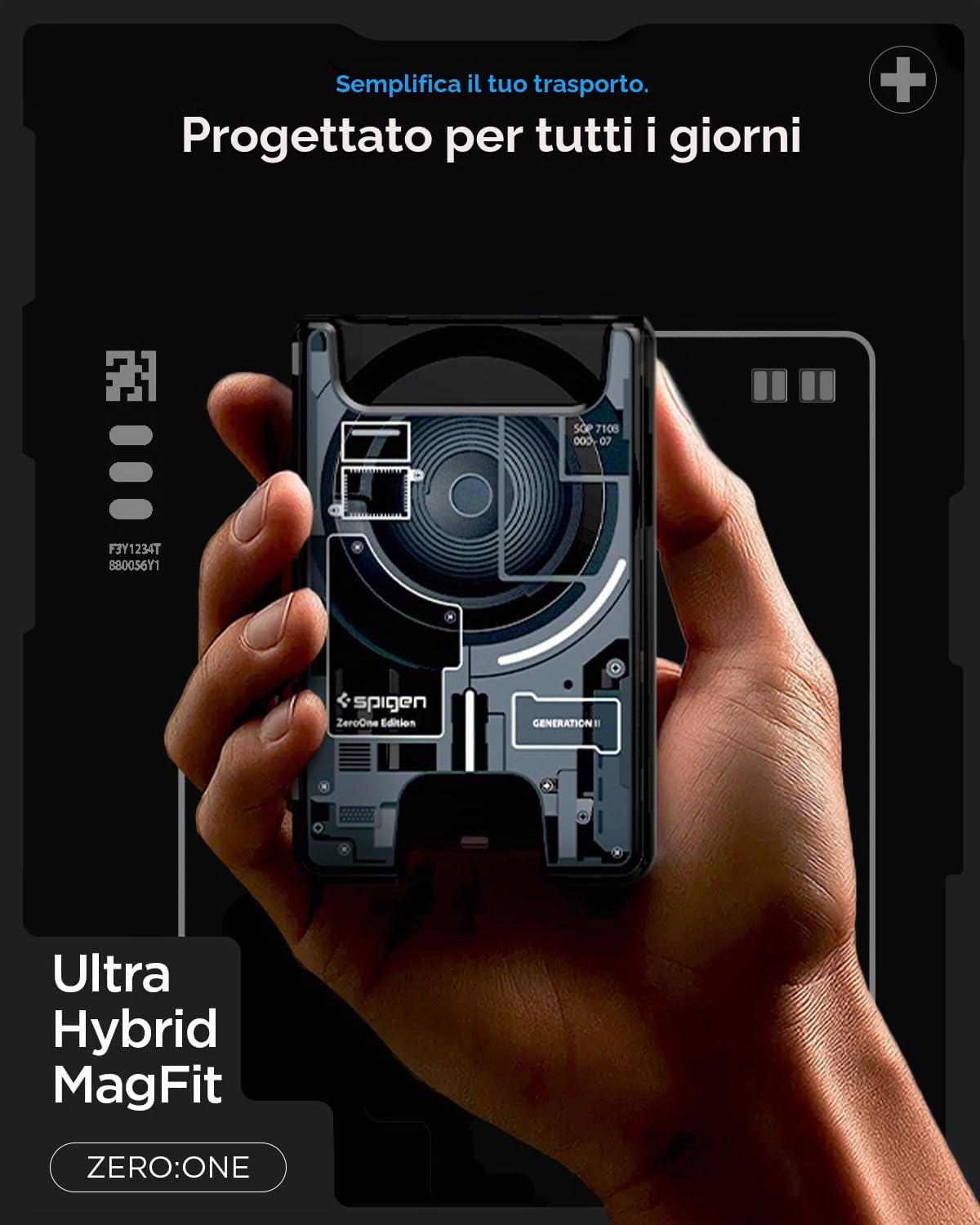 Spigen Ultra Hybrid MagFit Versione 2 Portafoglio MagSafe Wallet Magnetico Portacarte Compatibile con iPhone 17/16/15/14/13/12 Modelle, Accessori MagSafe - ZeroOne