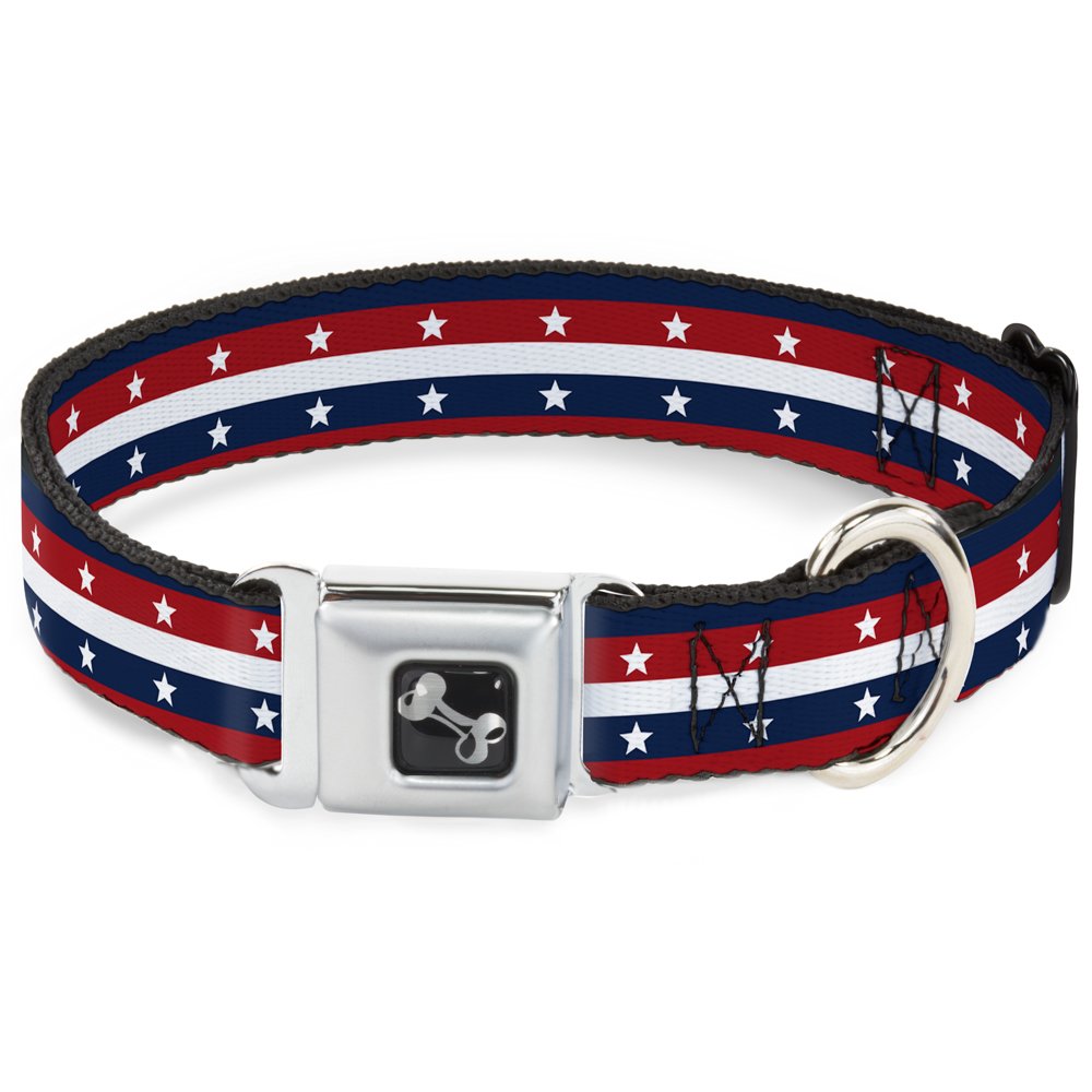 Collier de chien Buckle Down Dc-w30192-wm Americana bleu rouge blanc taille M