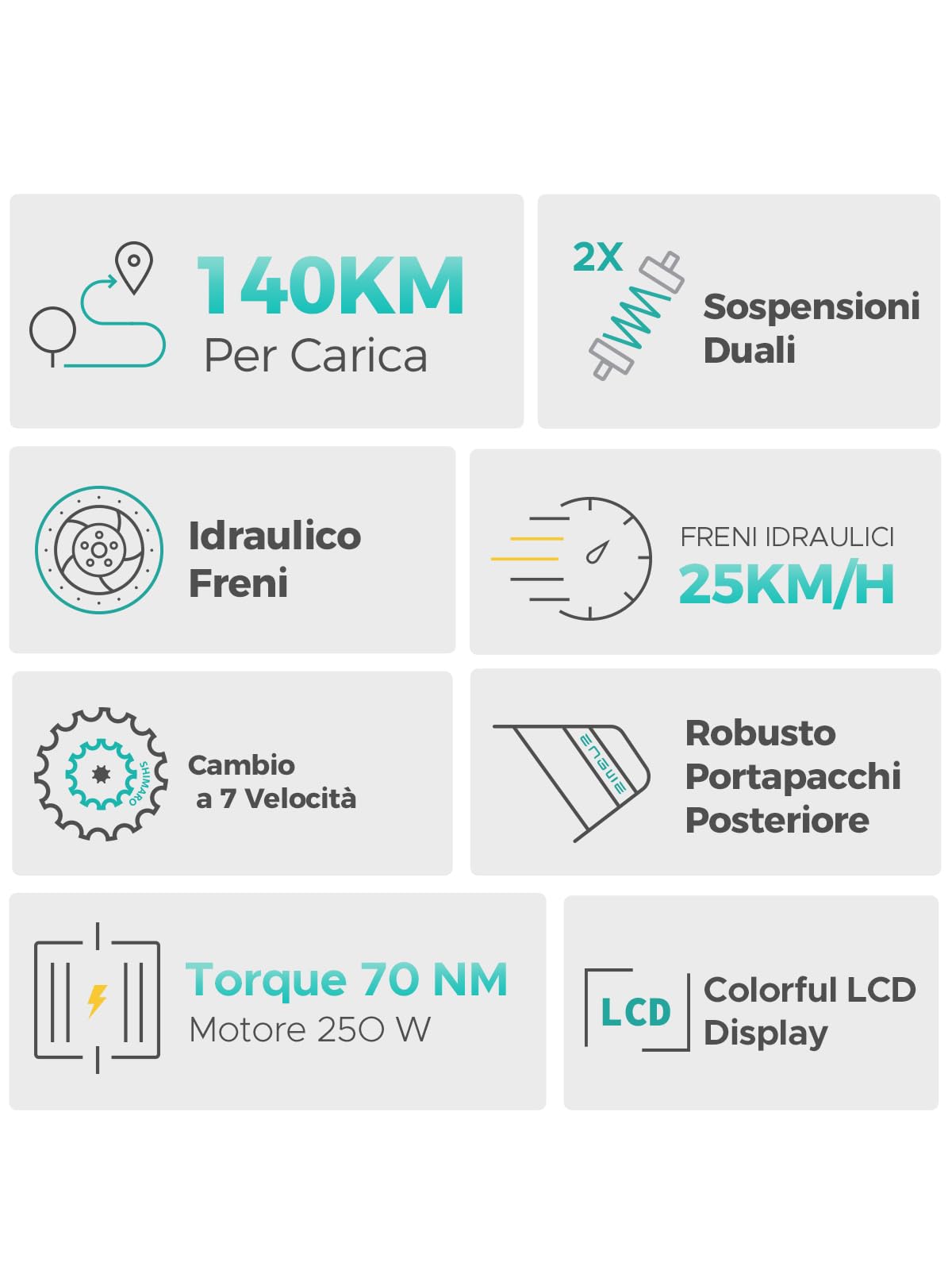 ENGWE E26 26 Pollici Bicicletta Elettrica Per Adulti, 48V 16AH Batteria con una autonomia di 140KM, Freni Idraulici e Doppia Sospensione, Display LCD e 7 velocità, Coppia di 70 Nm