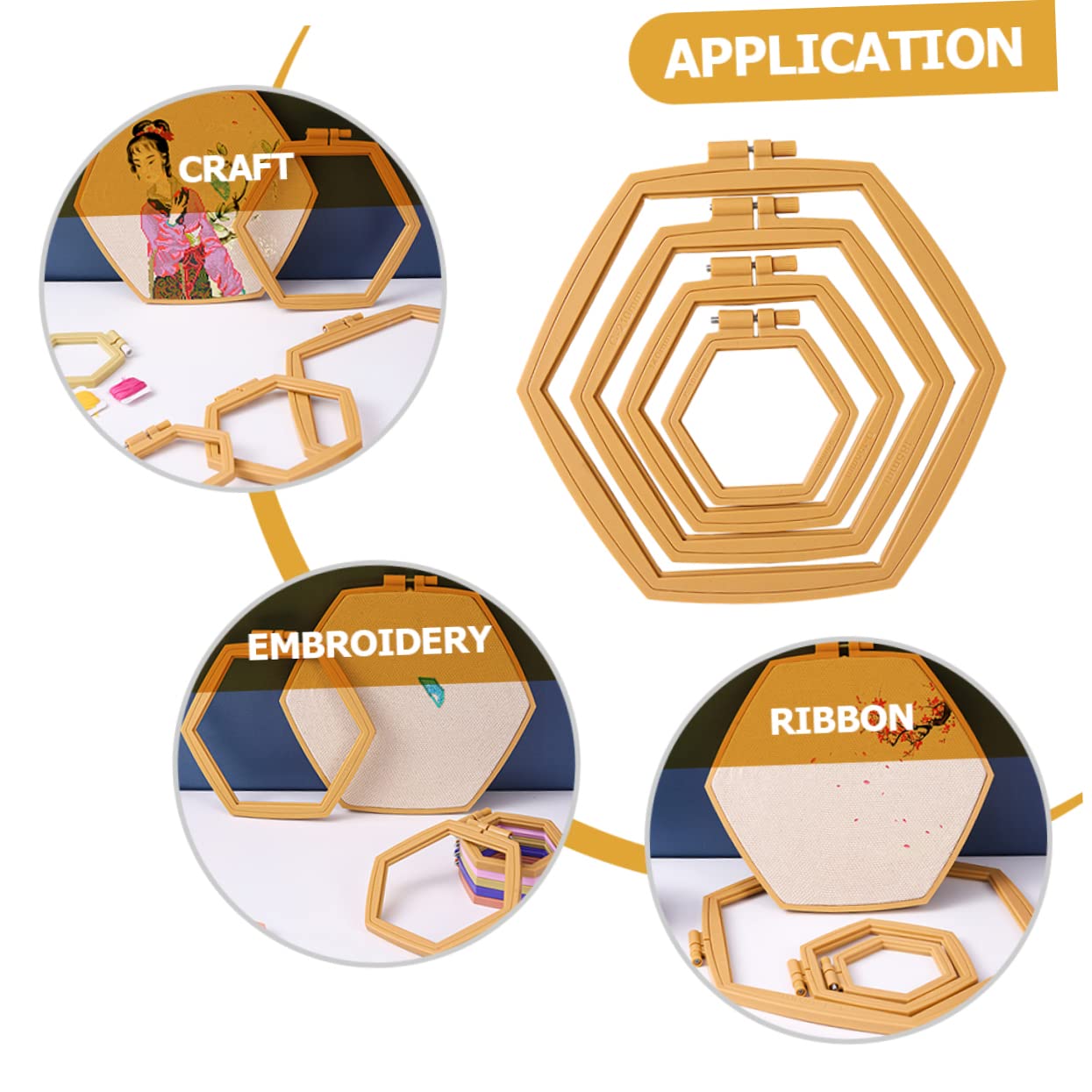 SHINEOFI Aros para Bordar Ajustables Abs Caqui, 4 Piezas para Punto de Cruz