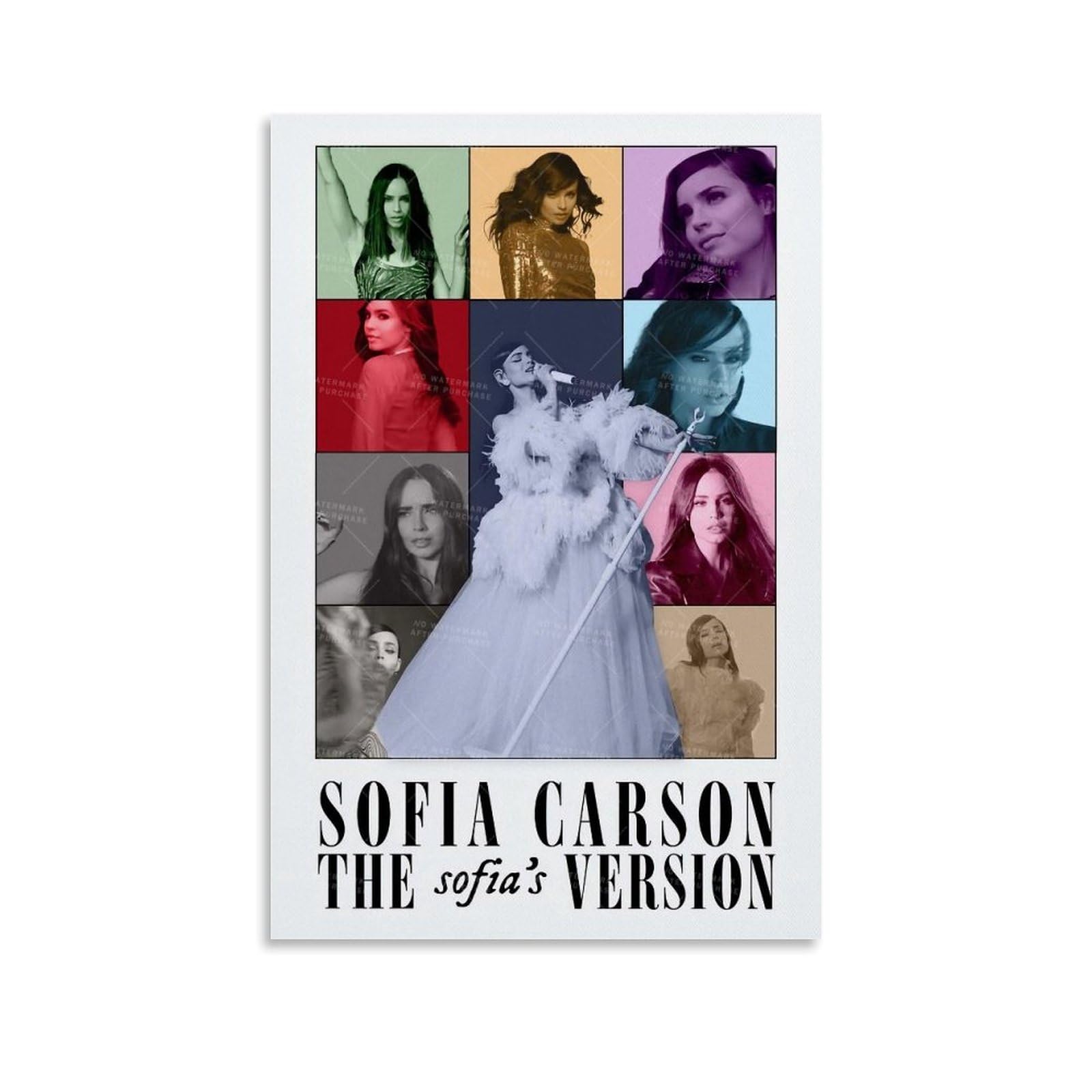 Whbaq Unframe-Style Sofia Carson Singer Poster Canvas Durable Colourfast Wall Art Decorative Painting For Living Room Bedroom Home Decor 08X12inch(20X30cm)