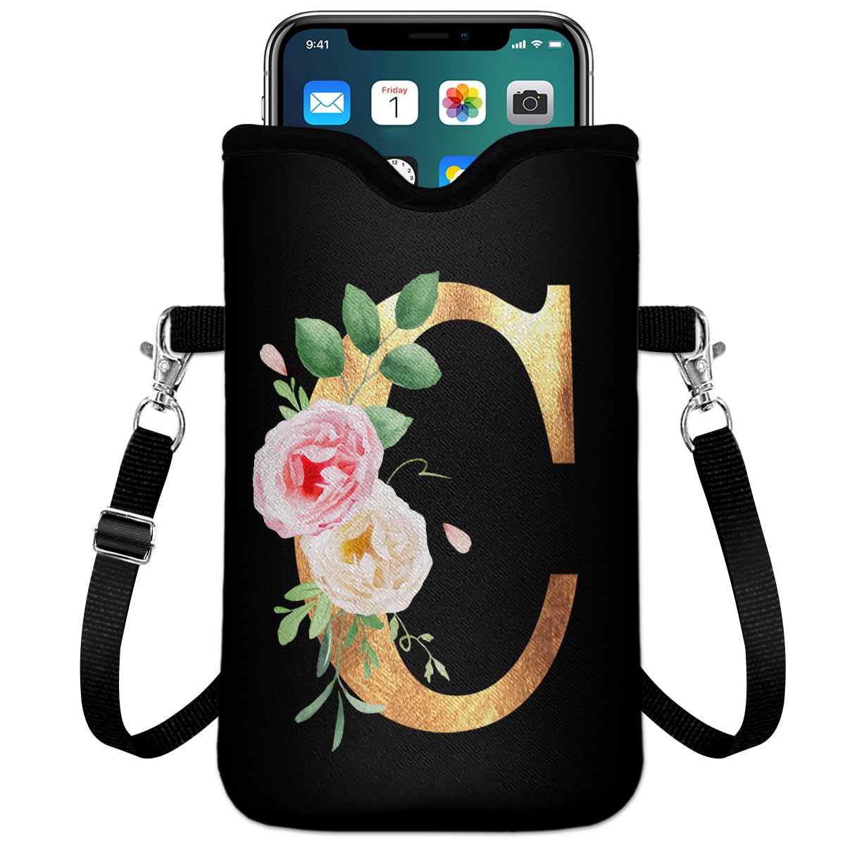 Initial Neoprene Cell Phone Sleeve Pouch 7.6