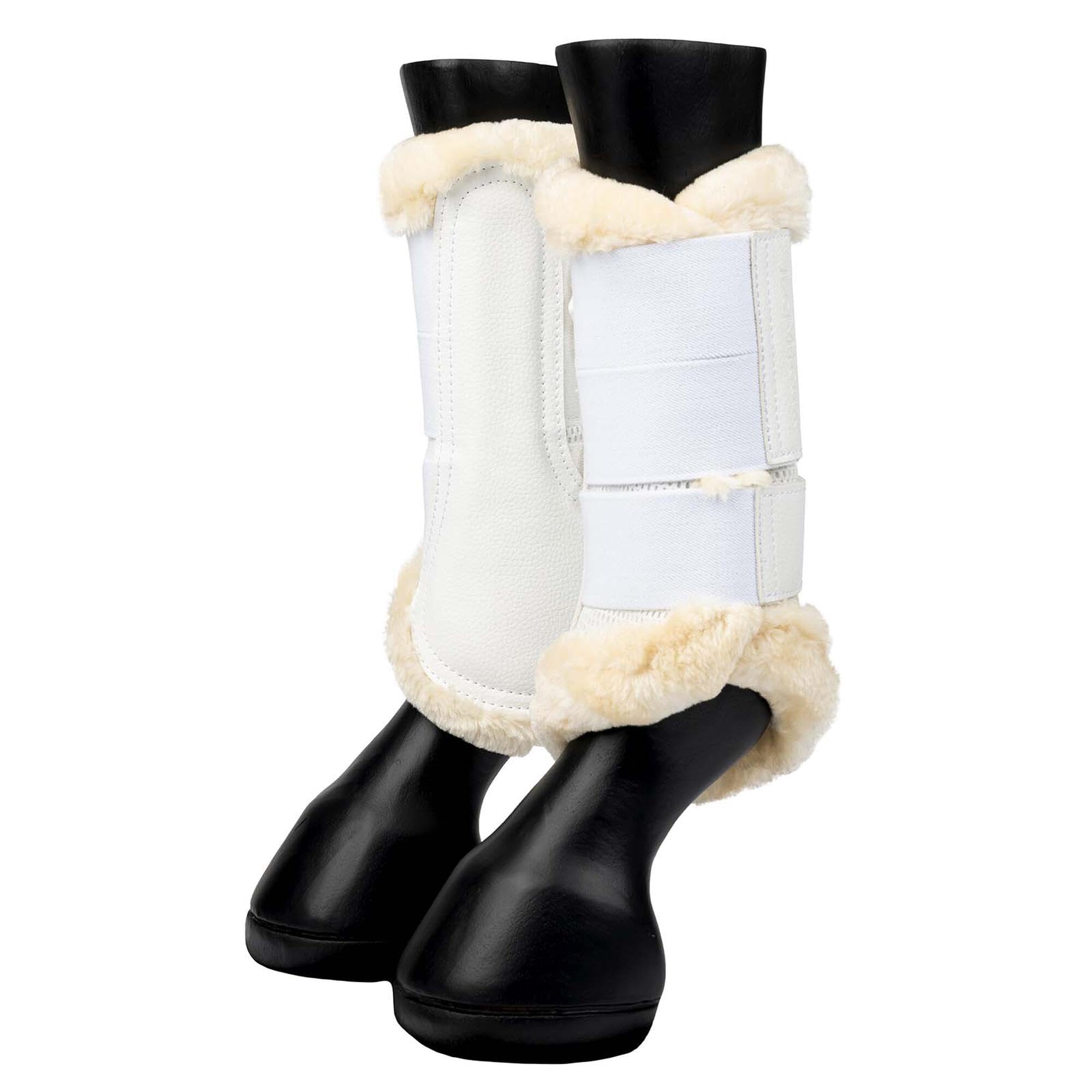 LeMieux Fleece Edge Mesh Brushing Horse Boots - Protective Gear and Training Equipment - Equine Boots, Wraps & Accessories (Natural White/X-Large)