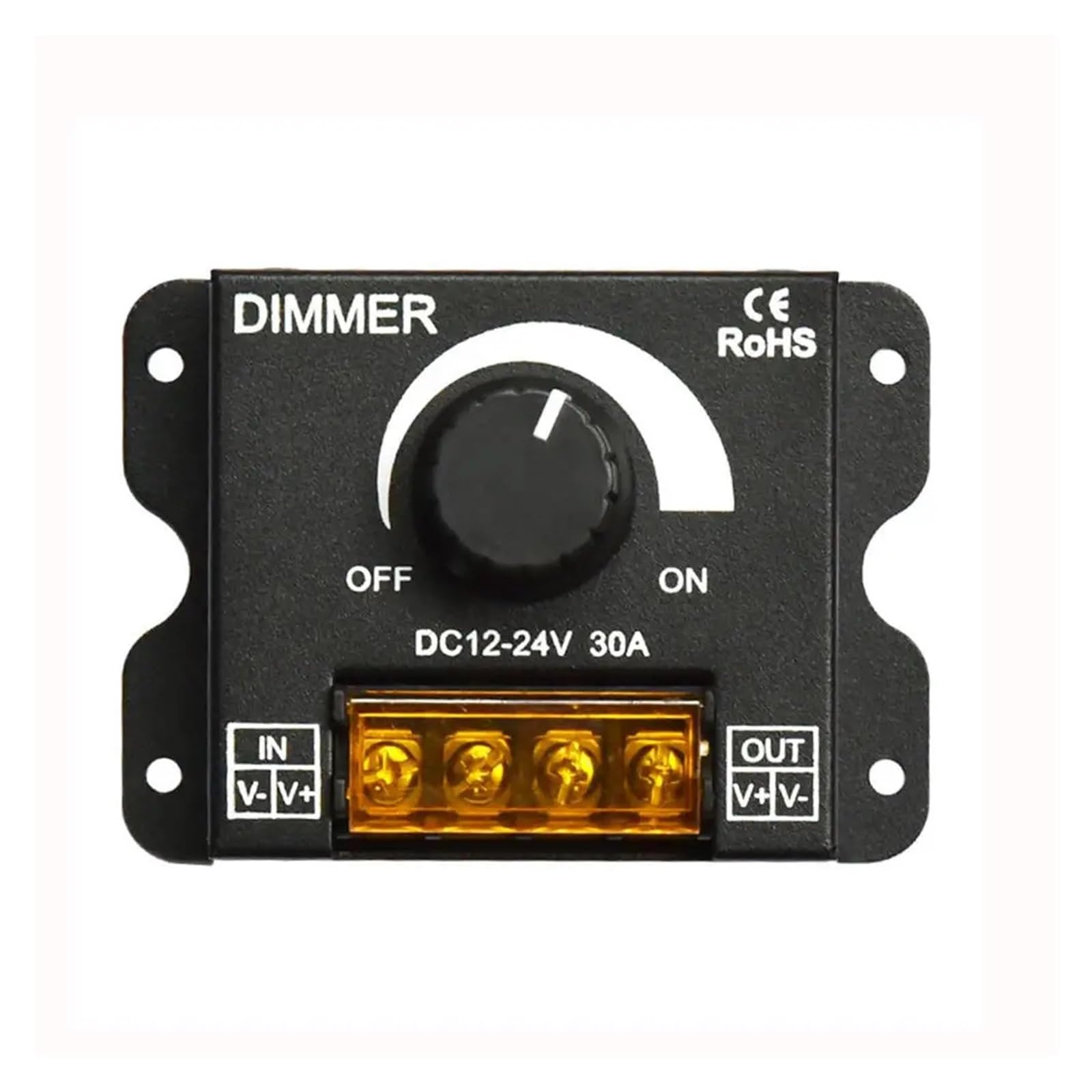 DC12V-24V LED-Dimmer 30A 360W Einstellbare Helligkeit Dimmen LED-Streifenlicht-Treiber Monochrom-Controller stufenloser Dimmer(Style 1)