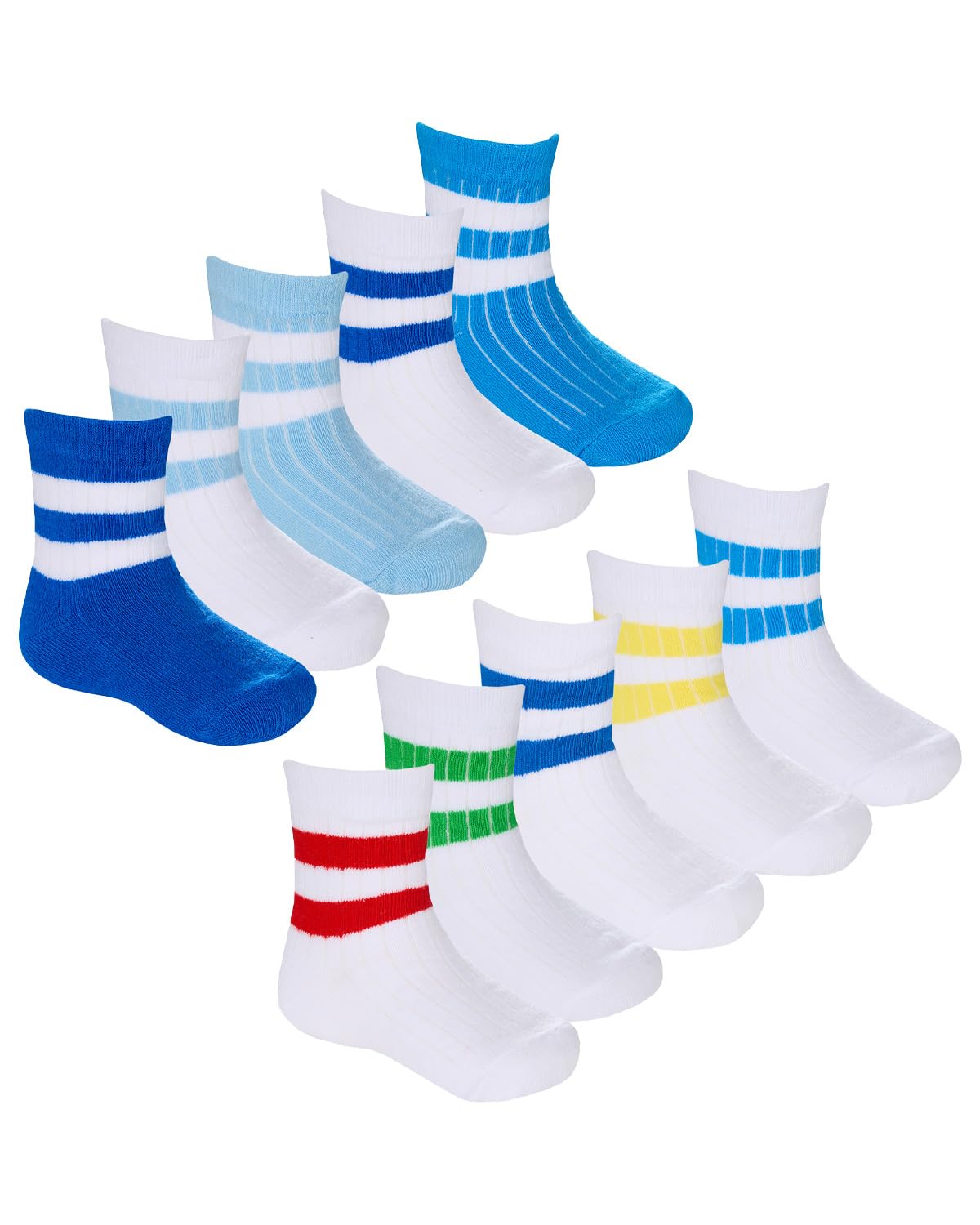 Slumber Hut 10 Pairs Baby Sports Socks 44B1014 Blue/White (1x Each) 0-0