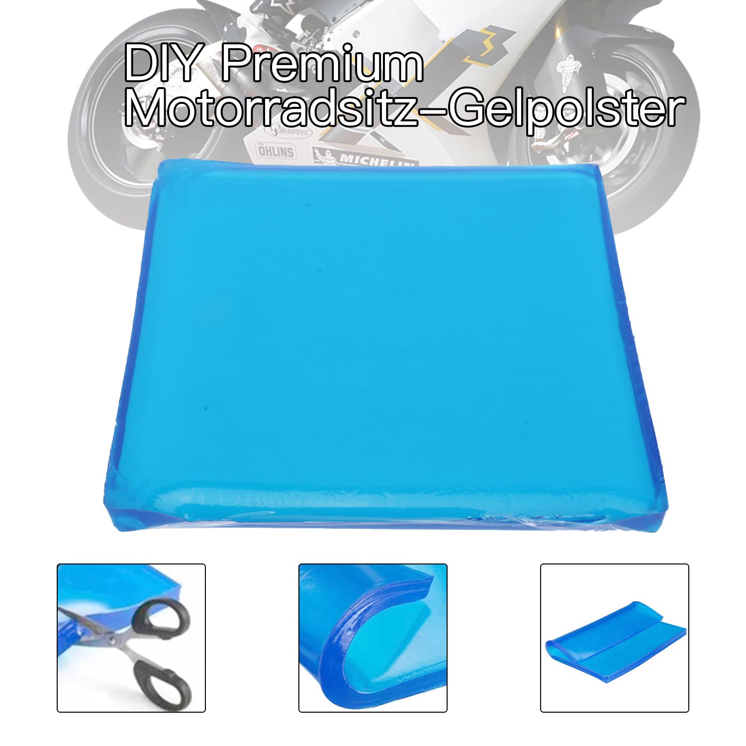 aleawol Cojín de gel para asiento de moto, 25 x 25 x 2 cm, cojín de gel para motocicleta, cojín de gel suave, cojín de asiento de moto, accesorios para asiento de moto, color azul