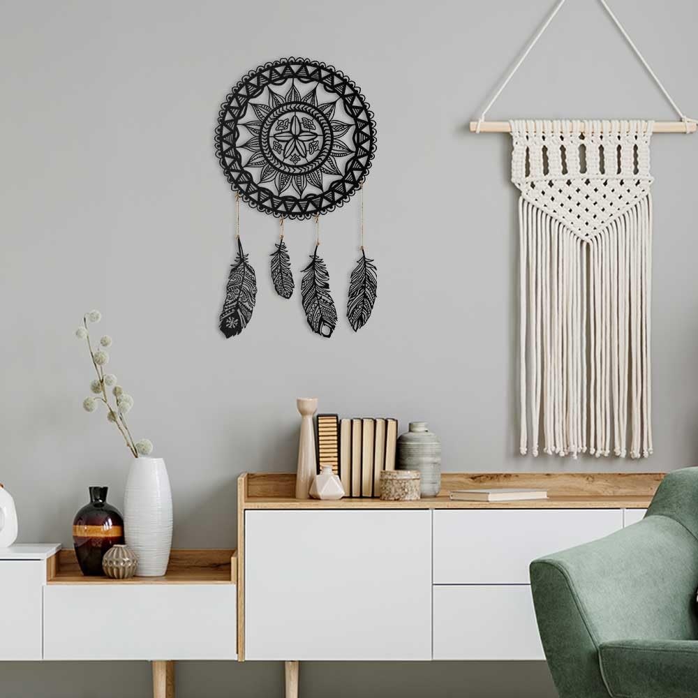 Stylish Black Decorative Metal Wall Accessory, 49 x 49 cm, 100% Steel (1.5 mm), Durable & Elegant Design for Modern Home Decor, Lightweight 1.8 kg