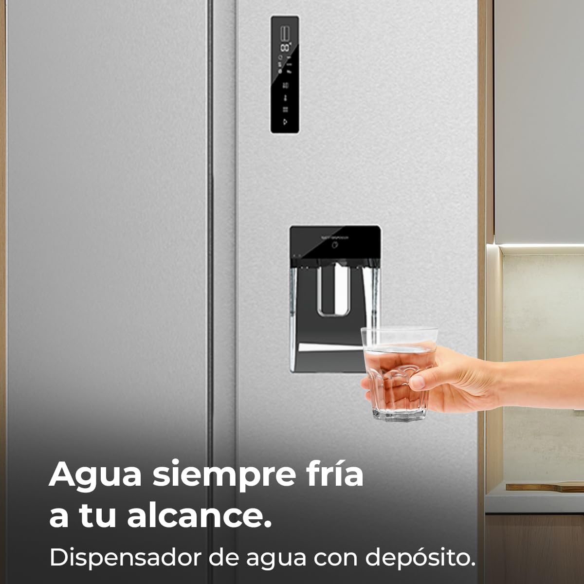 Cecotec Frigorífico Americano 559L Total No Frost con Dispensador de Agua Bolero CoolMarket SBS 559 Inox C. Alto 177cm y 91cm de Ancho, Bajo Consumo, Compresor Inverter, Modo Smart